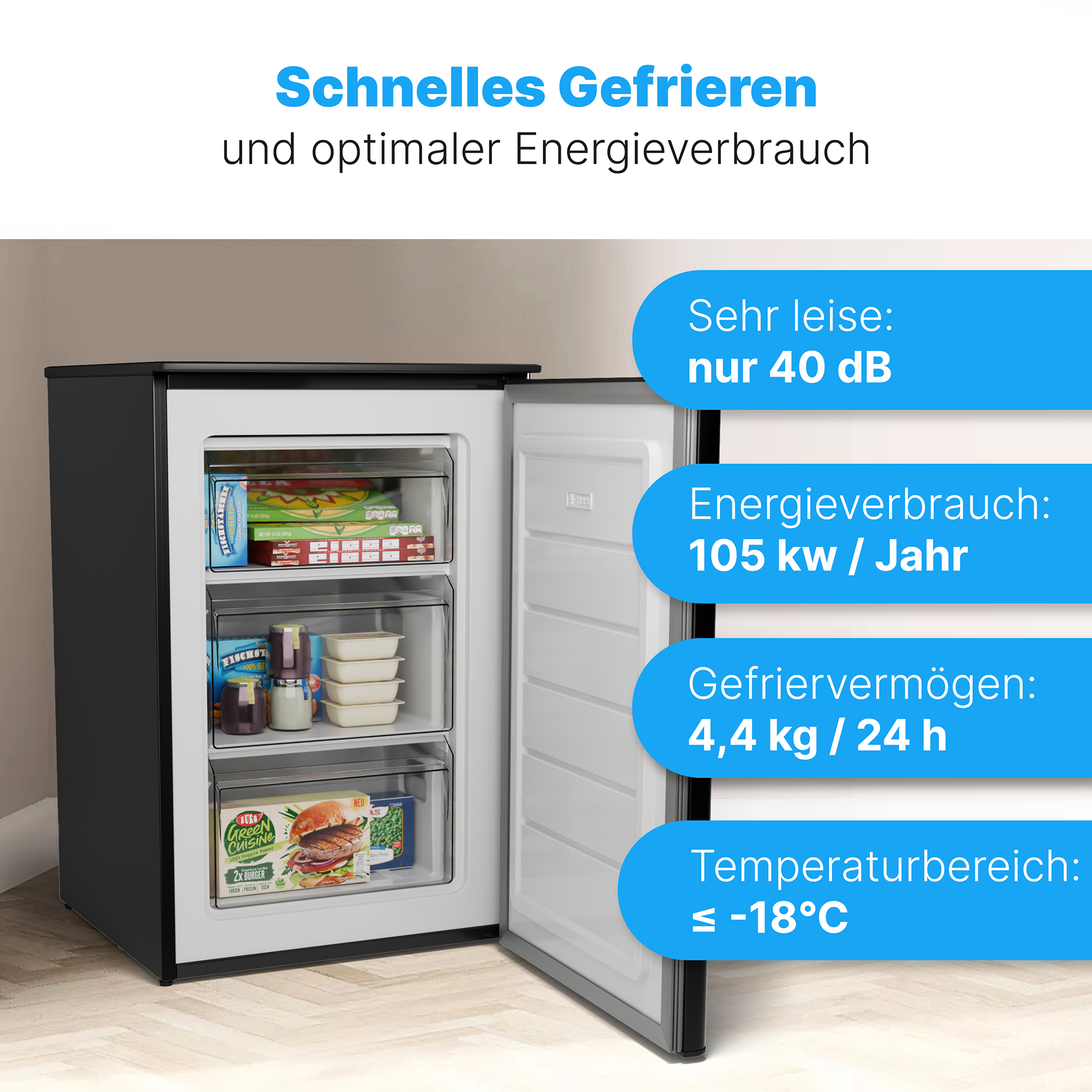 BOMANN Gefrierschrank GS 7253 - schwarz-inox - C
