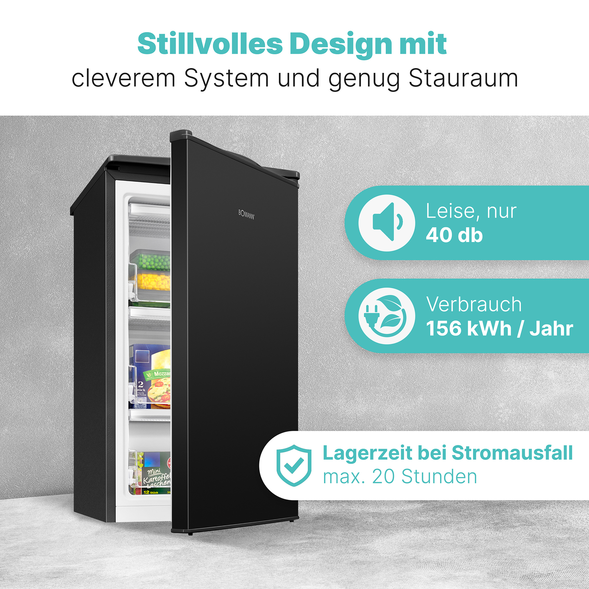 BOMANN Gefrierschrank GS 7256 - schwarz - E