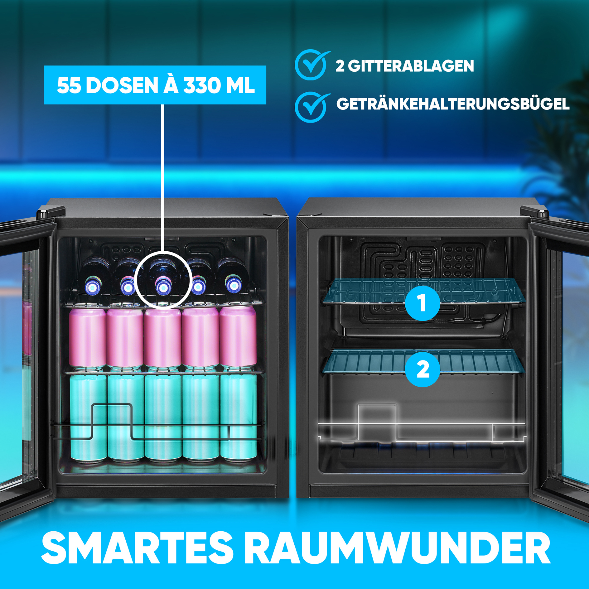 BOMANN Glastürkühlschrank KSG 7291 - schwarz - E