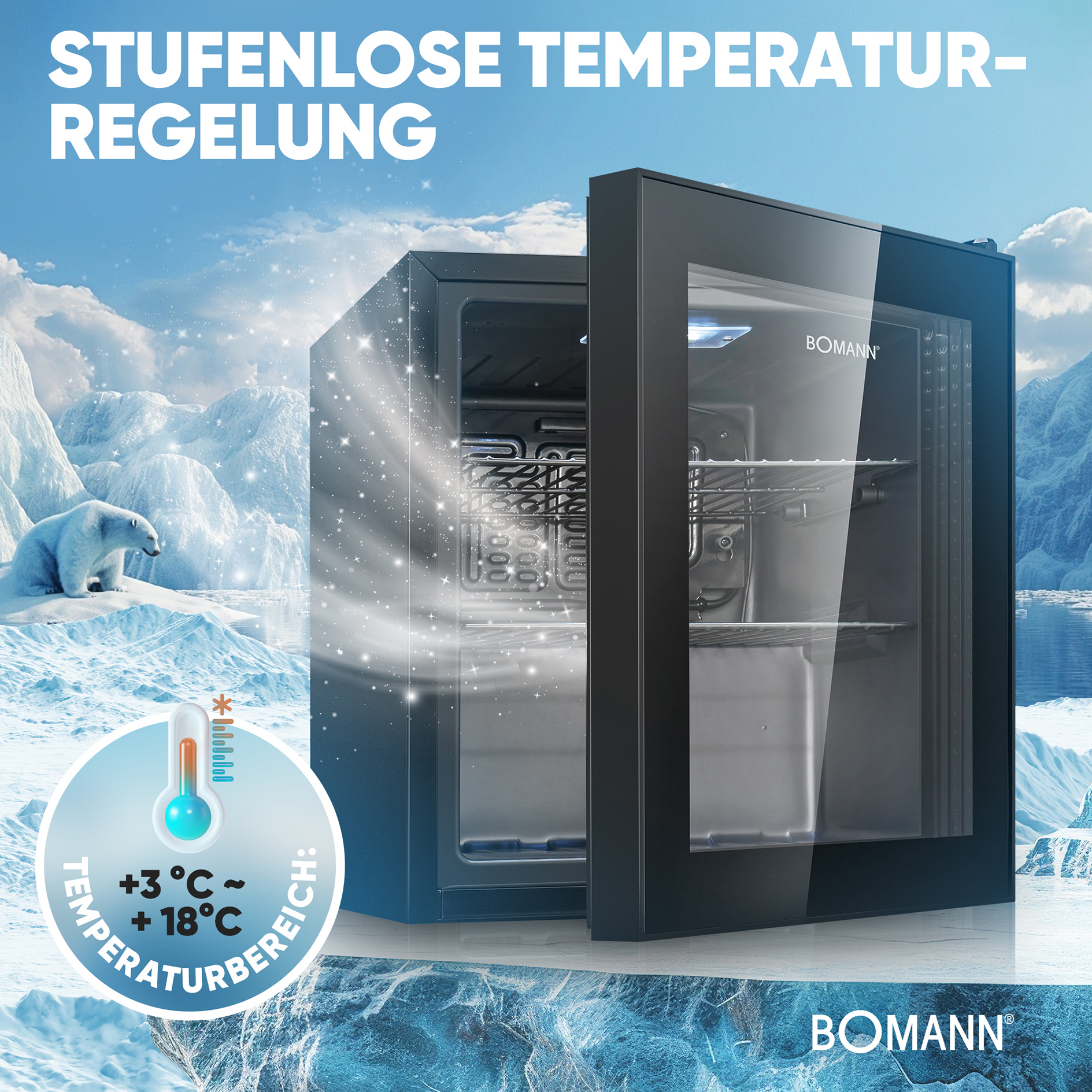 BOMANN Glastürkühlschrank KSG 7291 - schwarz - E