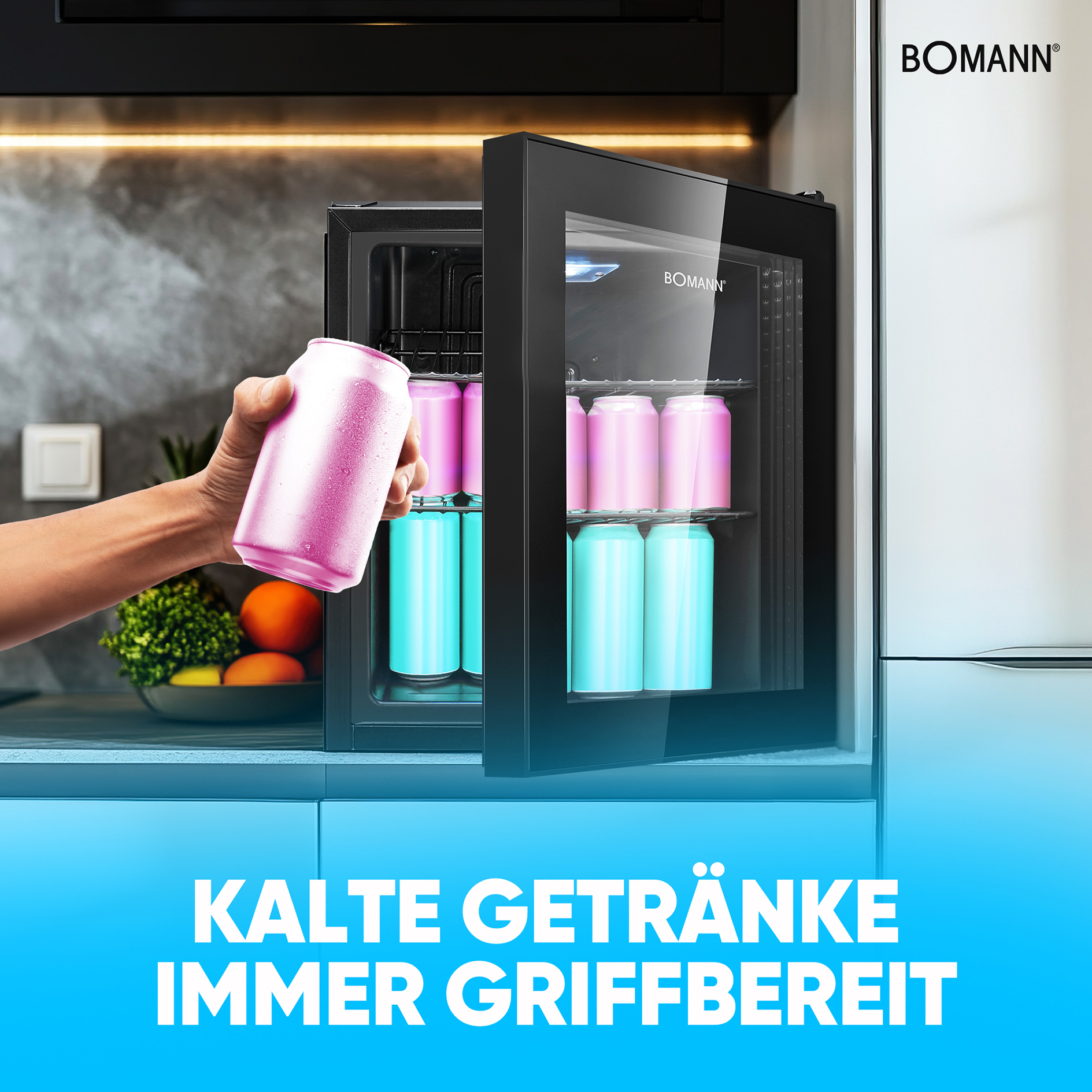BOMANN Glastürkühlschrank KSG 7291 - schwarz - E
