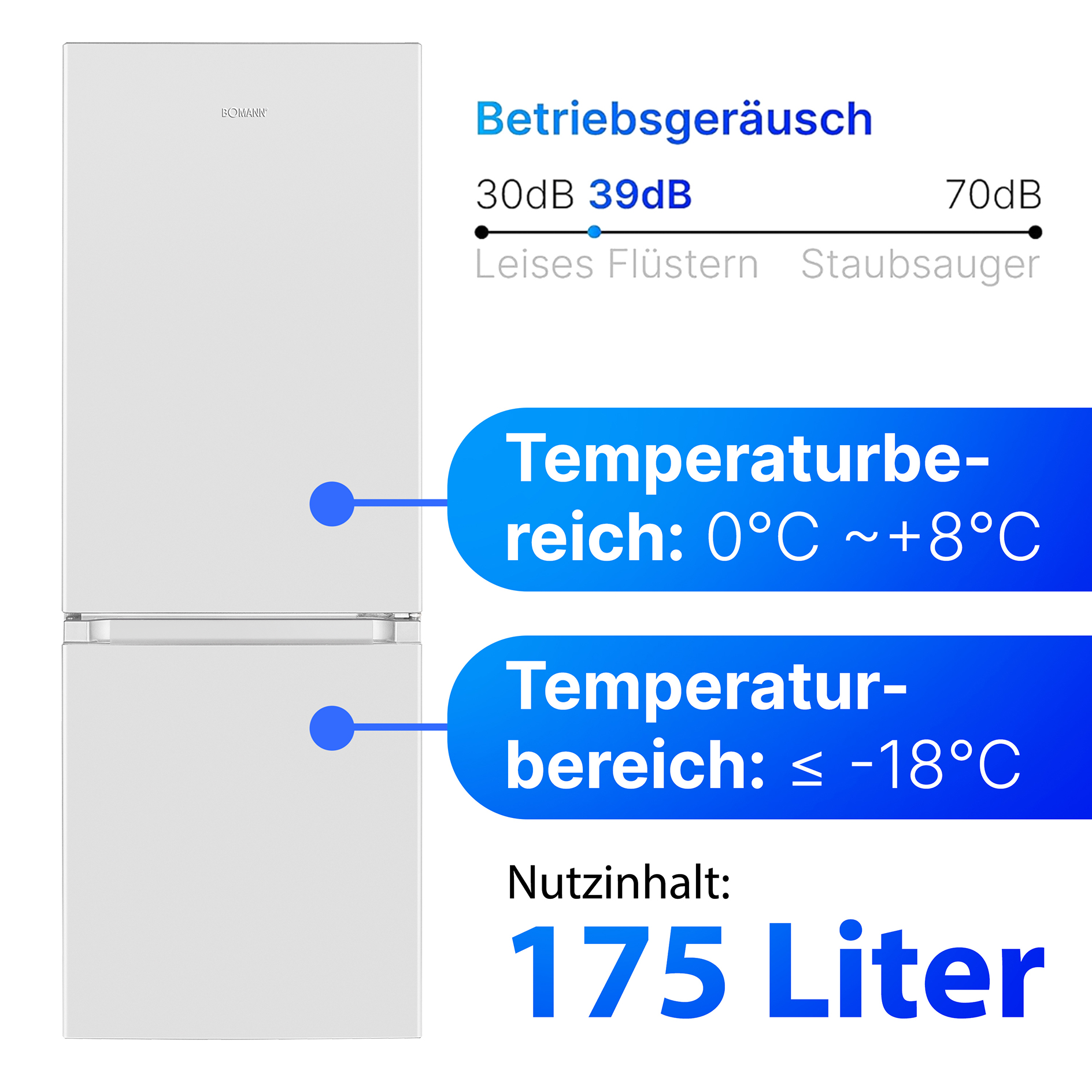 BOMANN Kühl-Gefrierkombination KG 320.2 - weiß - E