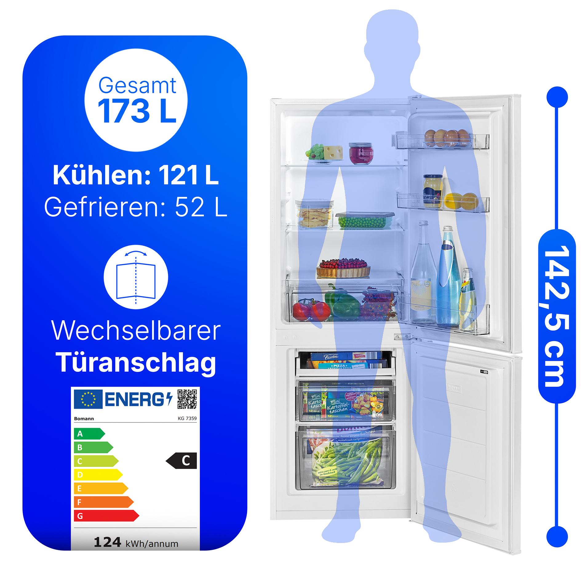 BOMANN Kühl-Gefrierkombination KG 7359 - weiß - C