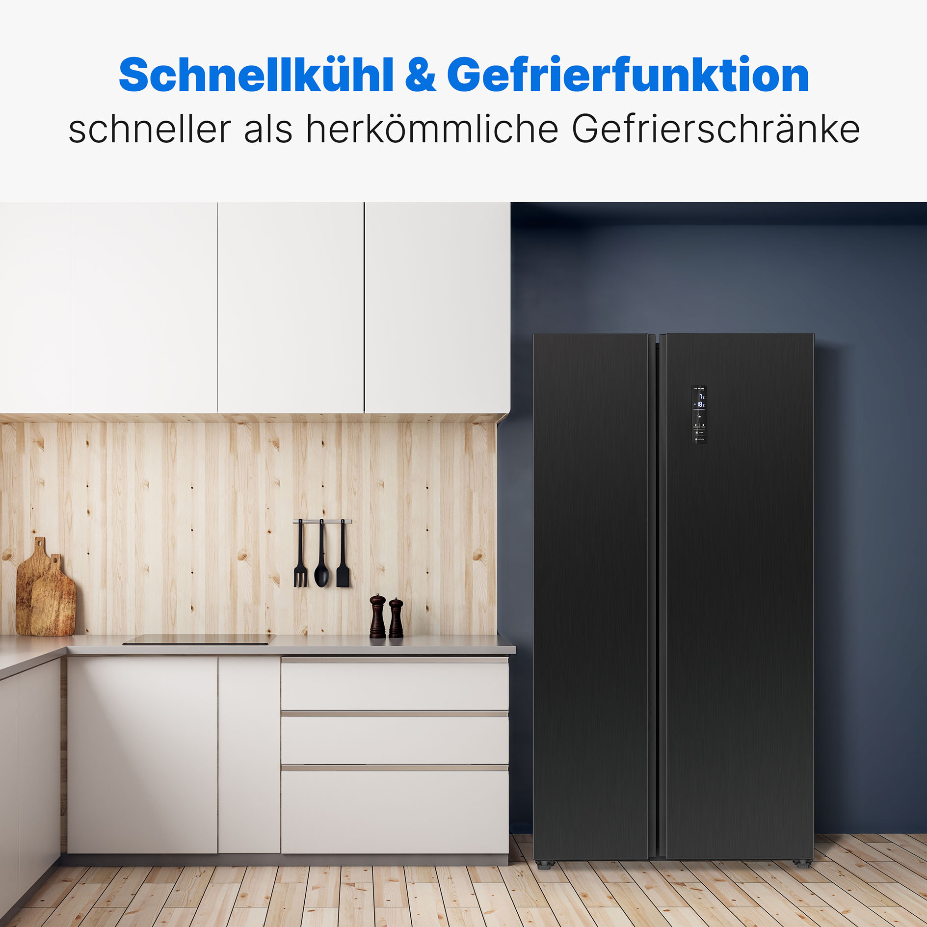BOMANN Side by Side Kühl-/Gefrierkombination SBS 7344 - Edelstahloptik schwarz - E
