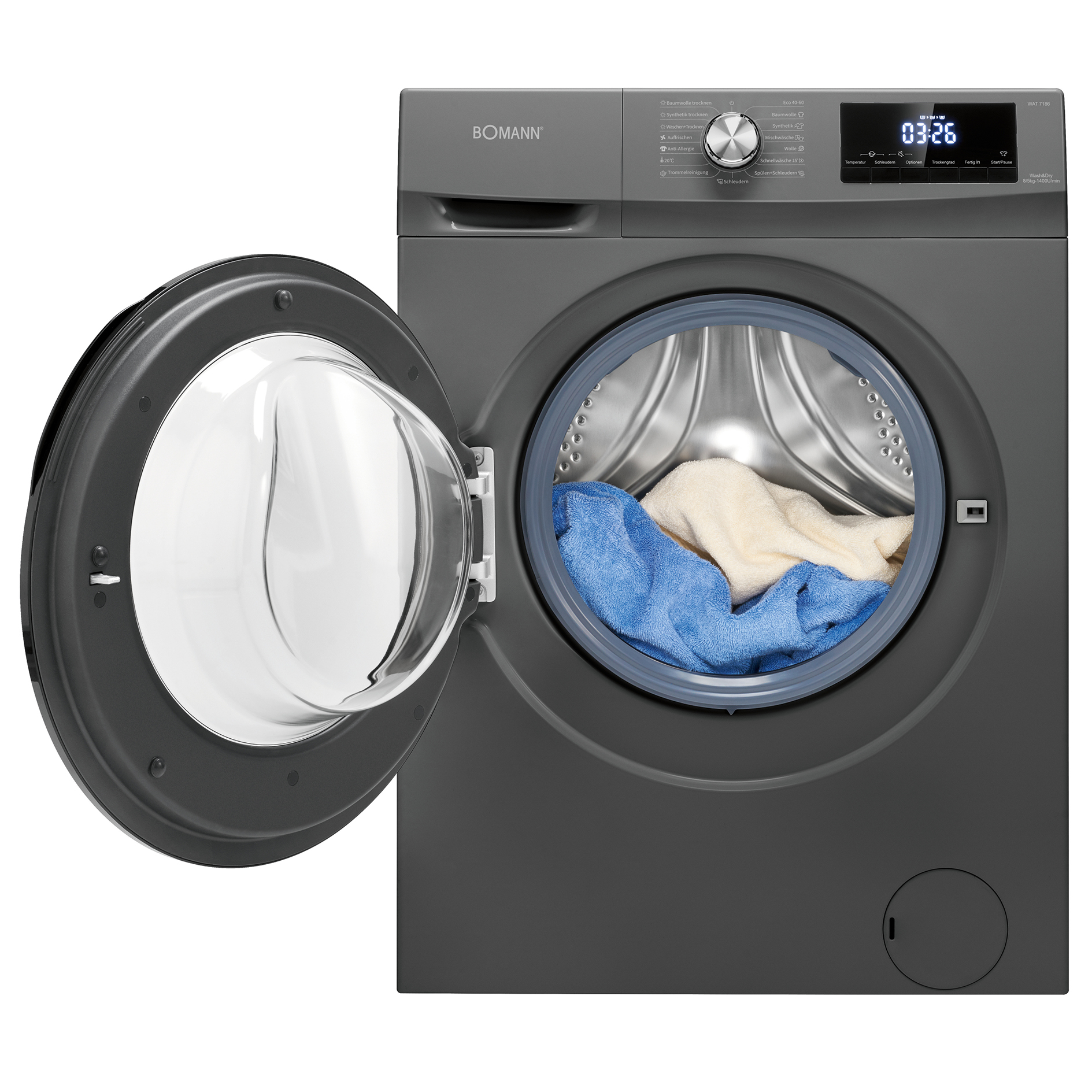 BOMANN Waschtrockner WAT 7186 - titan schwarz - 8 kg - D