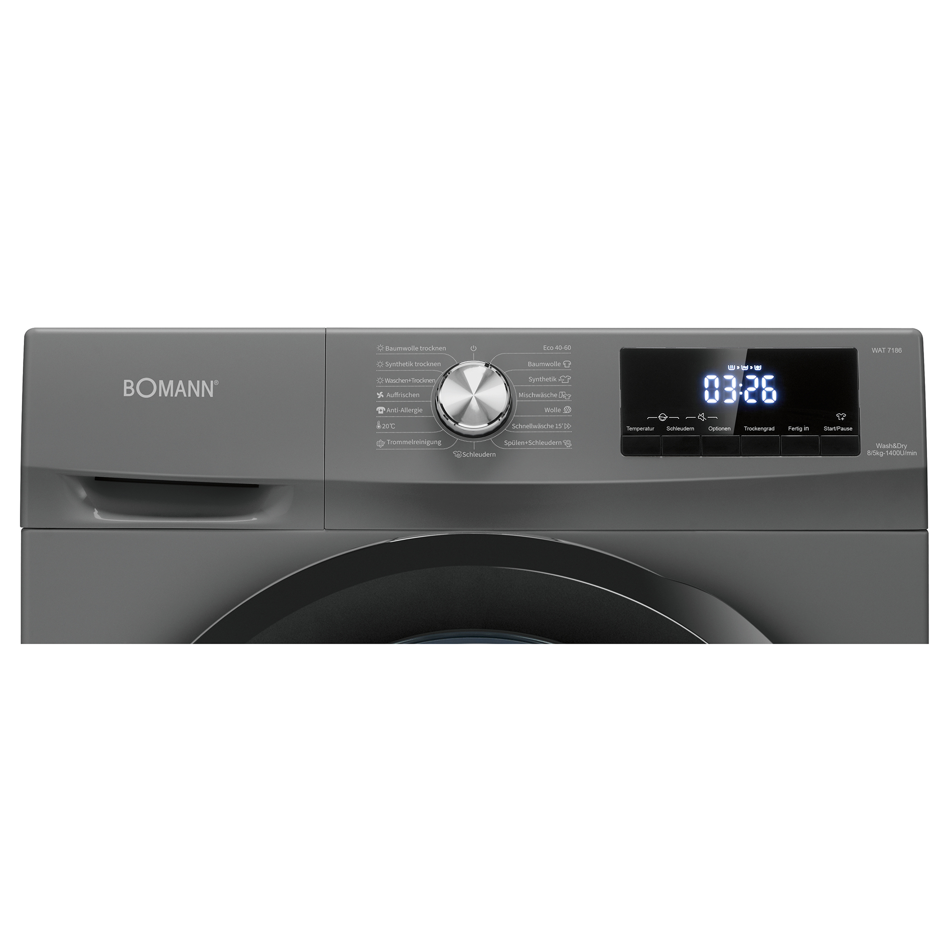 BOMANN Waschtrockner WAT 7186 - titan schwarz - 8 kg - D