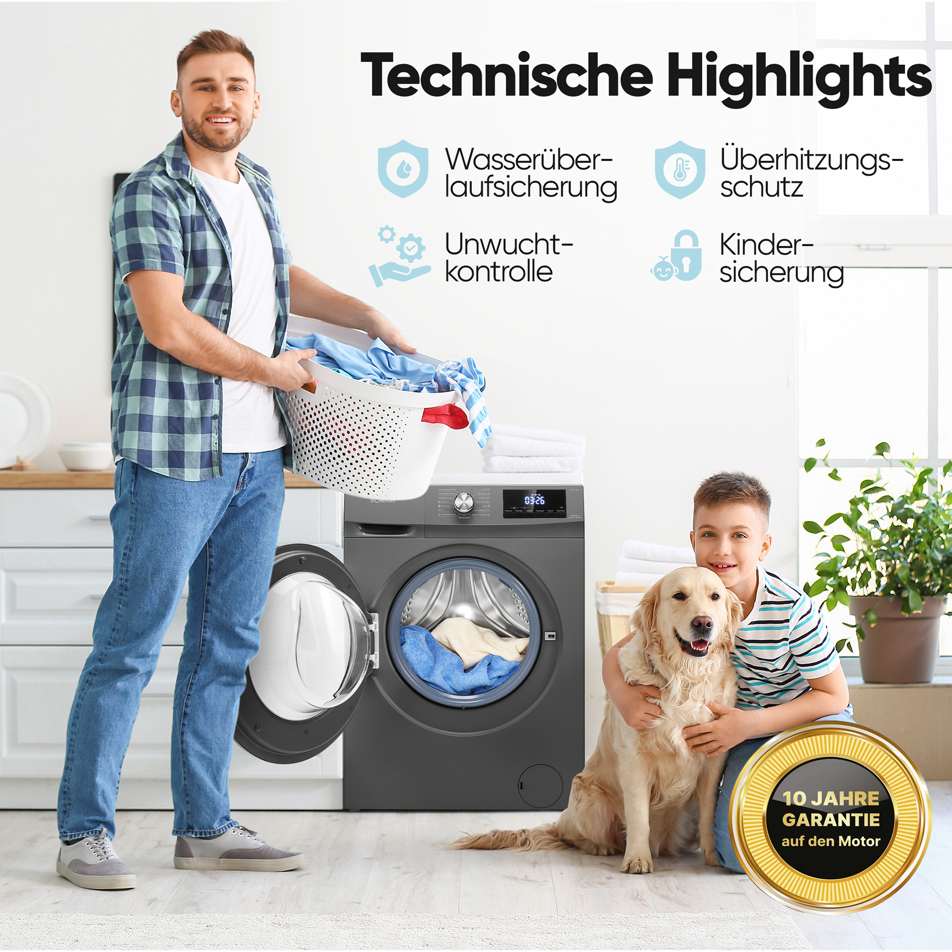 BOMANN Waschtrockner WAT 7186 - titan schwarz - 8 kg - D