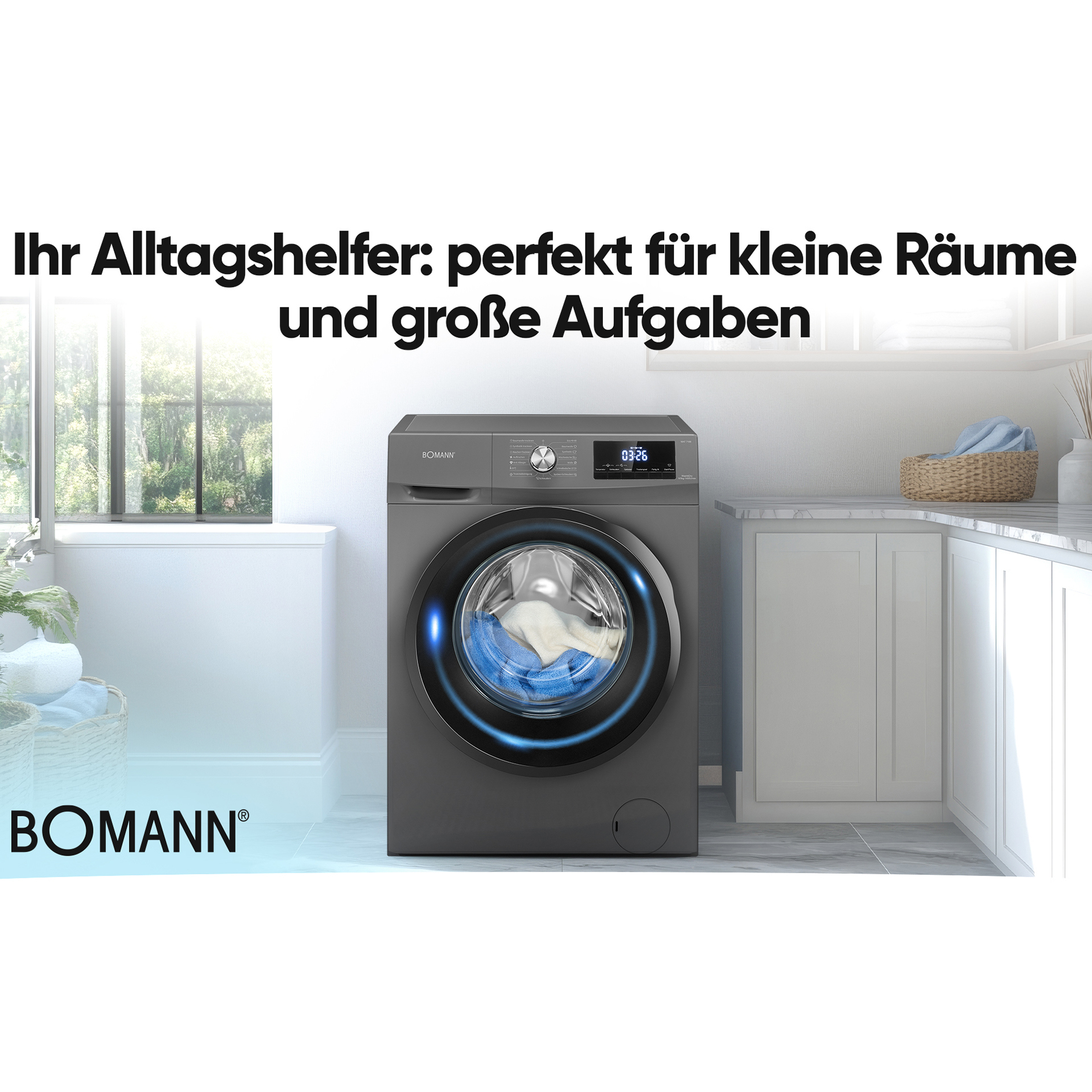 BOMANN Waschtrockner WAT 7186 - titan schwarz - 8 kg - D