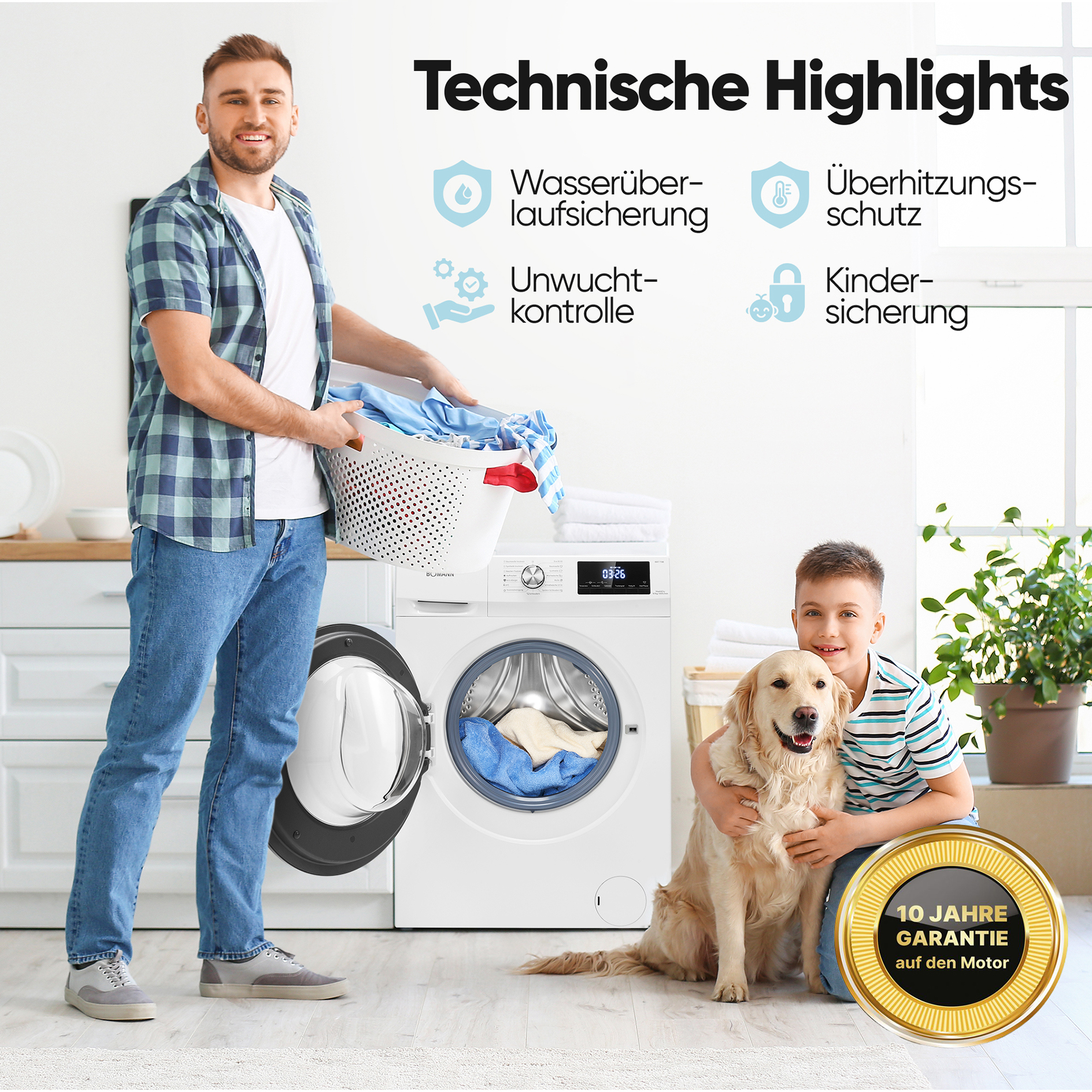 BOMANN Waschtrockner WAT 7186 - weiß - 8 kg - D