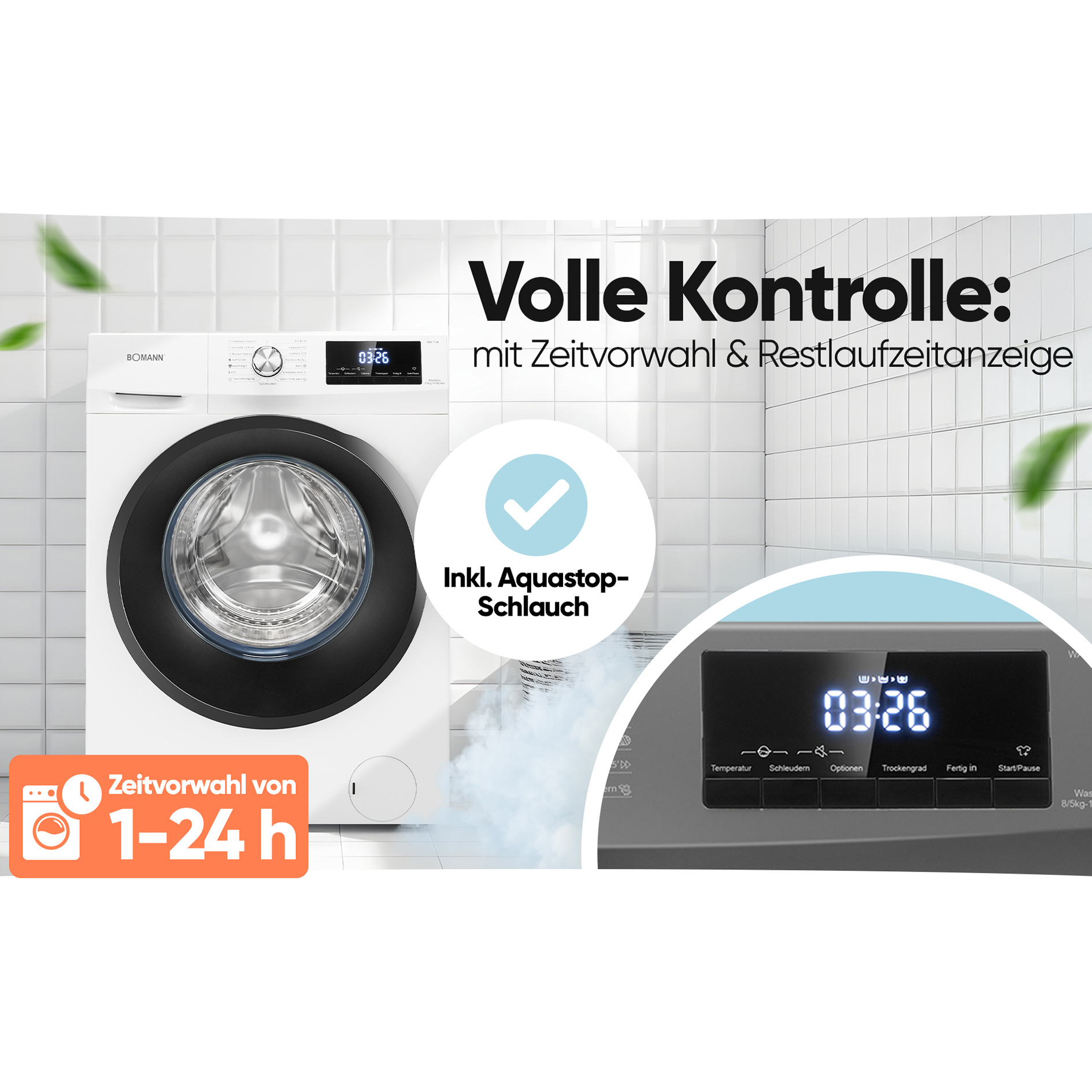 BOMANN Waschtrockner WAT 7186 - weiß - 8 kg - D