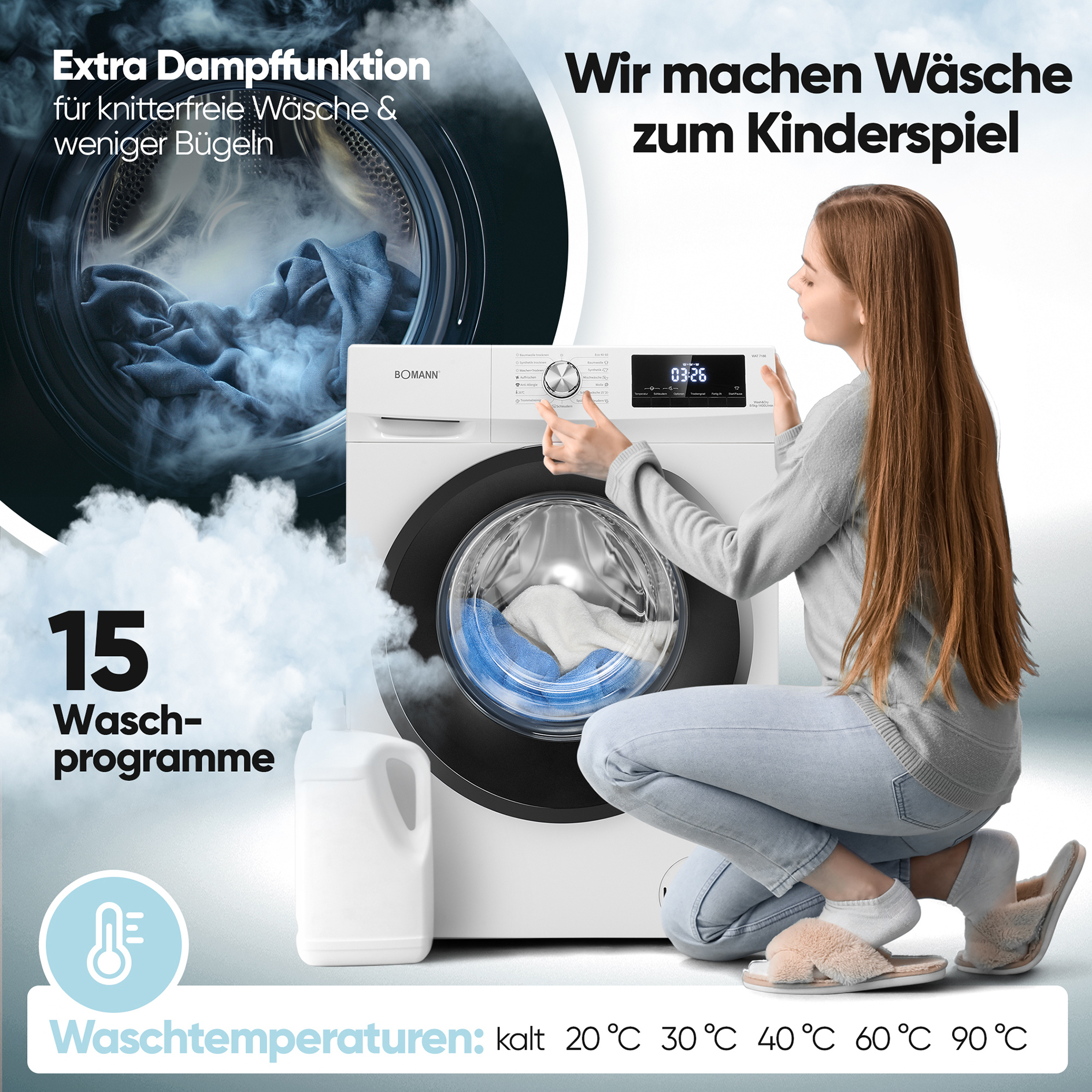 BOMANN Waschtrockner WAT 7186 - weiß - 8 kg - D