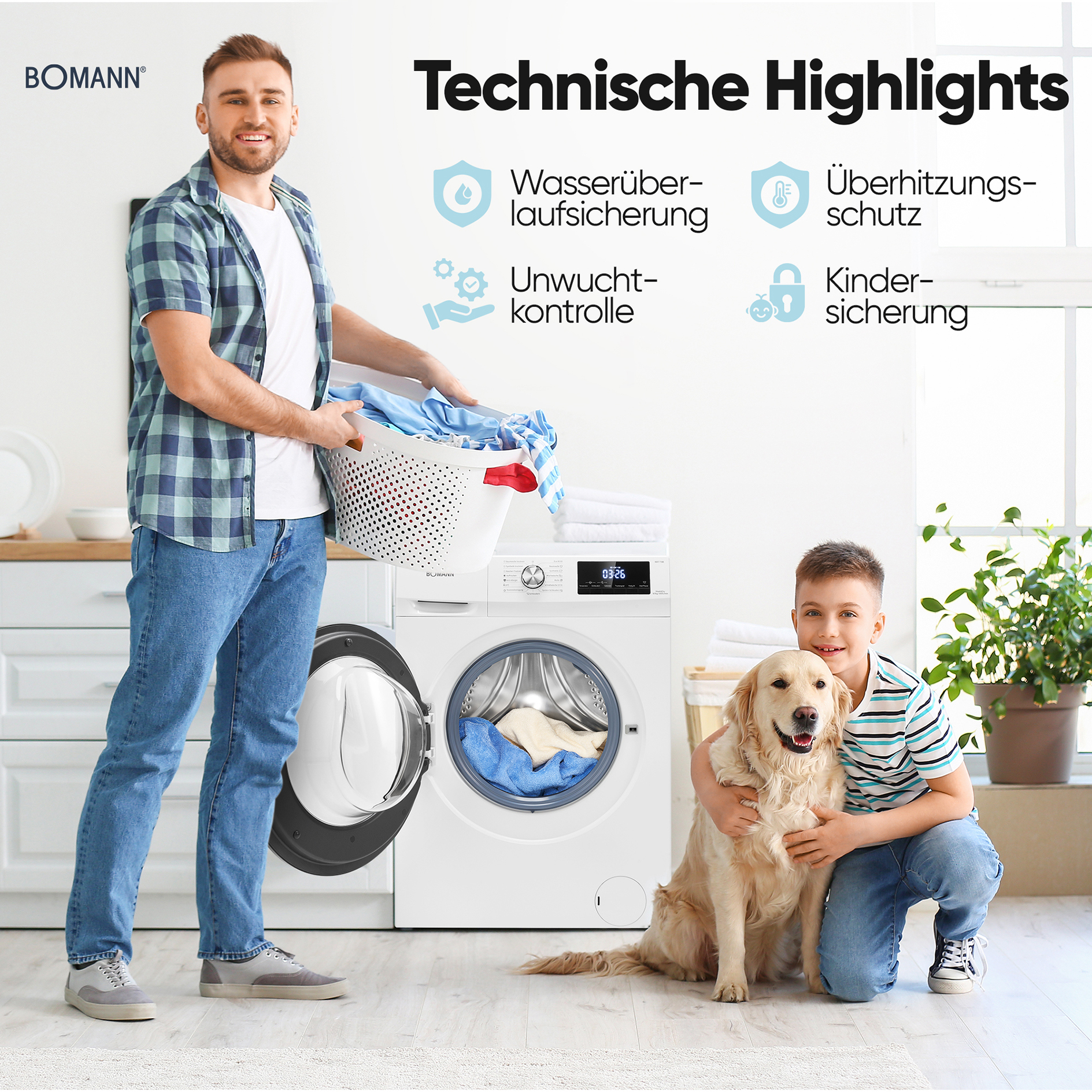 BOMANN Waschtrockner WAT 7186 - weiß - 8 kg - D