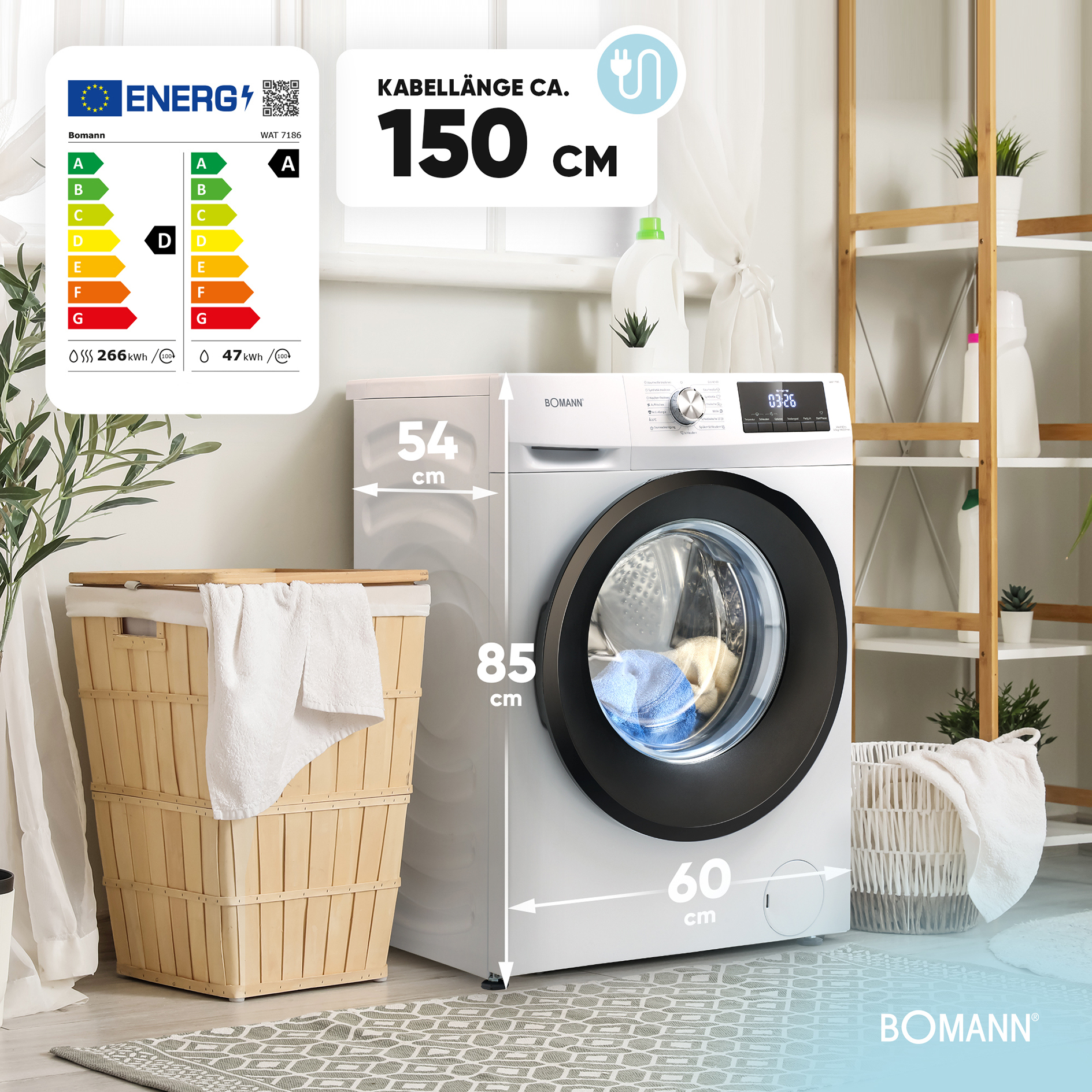 BOMANN Waschtrockner WAT 7186 - weiß - 8 kg - D