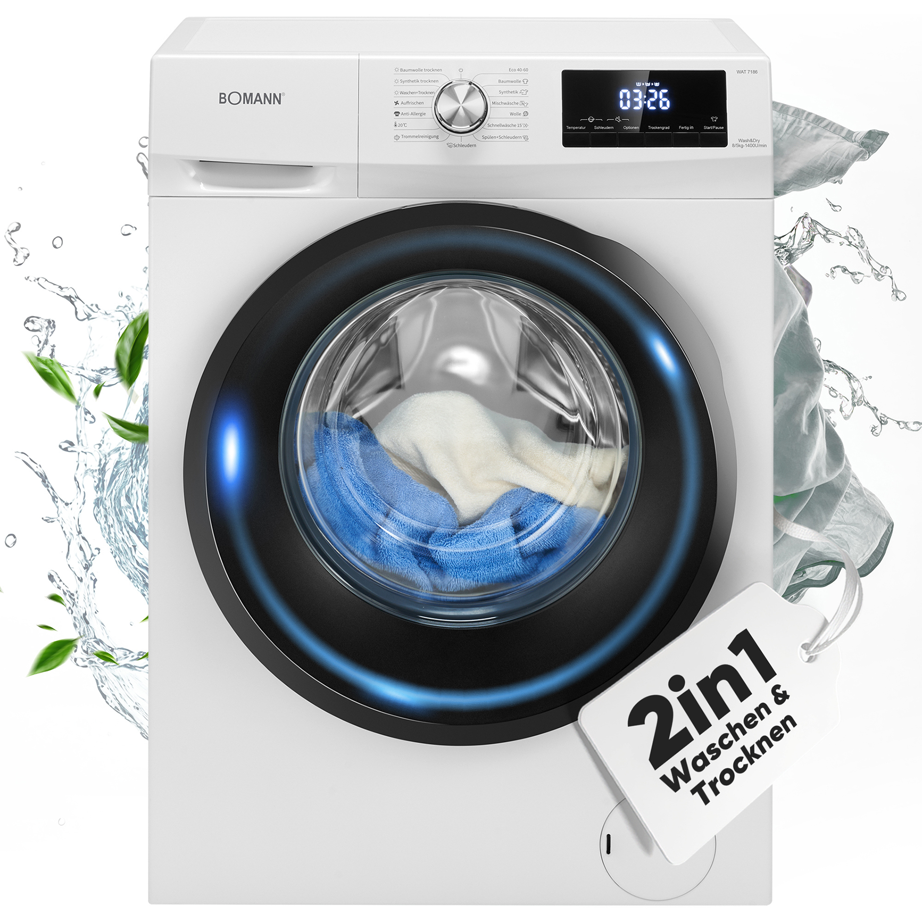 BOMANN Waschtrockner WAT 7186 - weiß - 8 kg - D