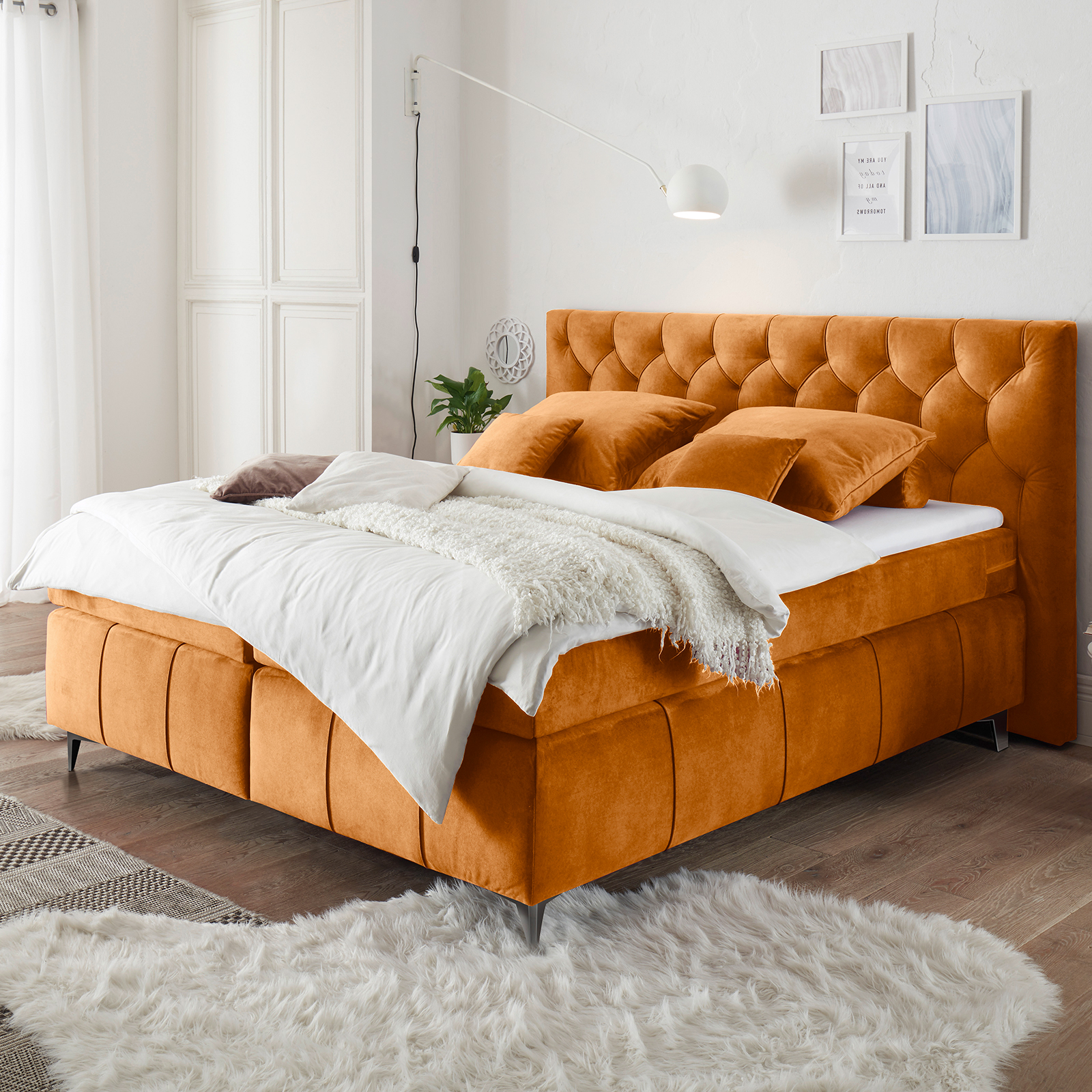  Boxspringbett - amber - Tonnentaschenfederkern - H2 - 180x200 cm