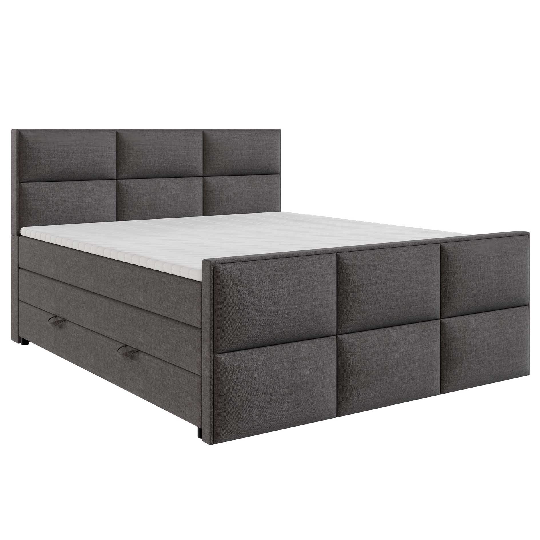 Boxspringbett - anthrazit - Bettkasten - H3 - 140x200 cm