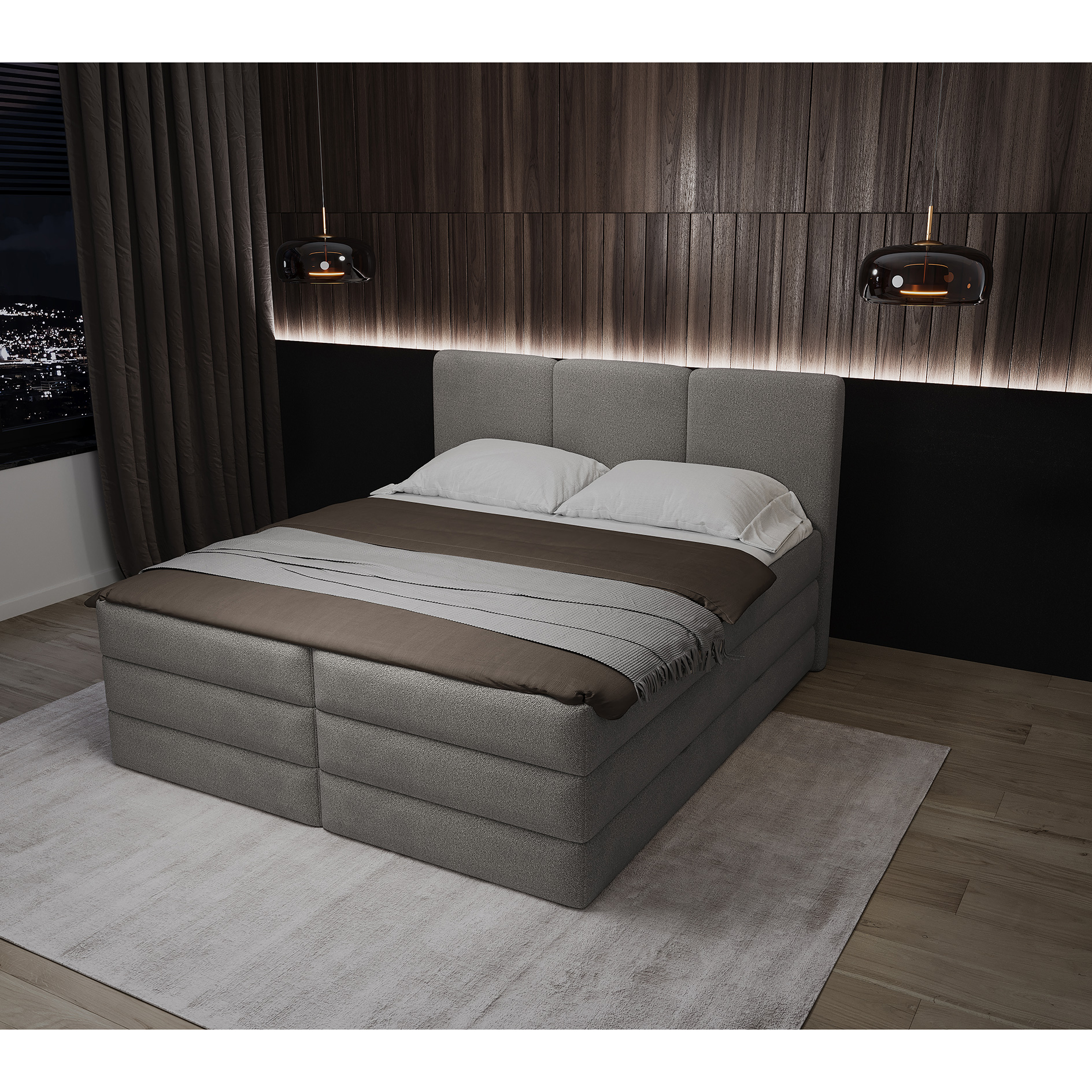 Möbelfreude Doluna Boxspringbett Kaz 180x200 Cm – Anthrazit, H3, Inkl. Visco-Topper & Taschenfederkern-Matratze