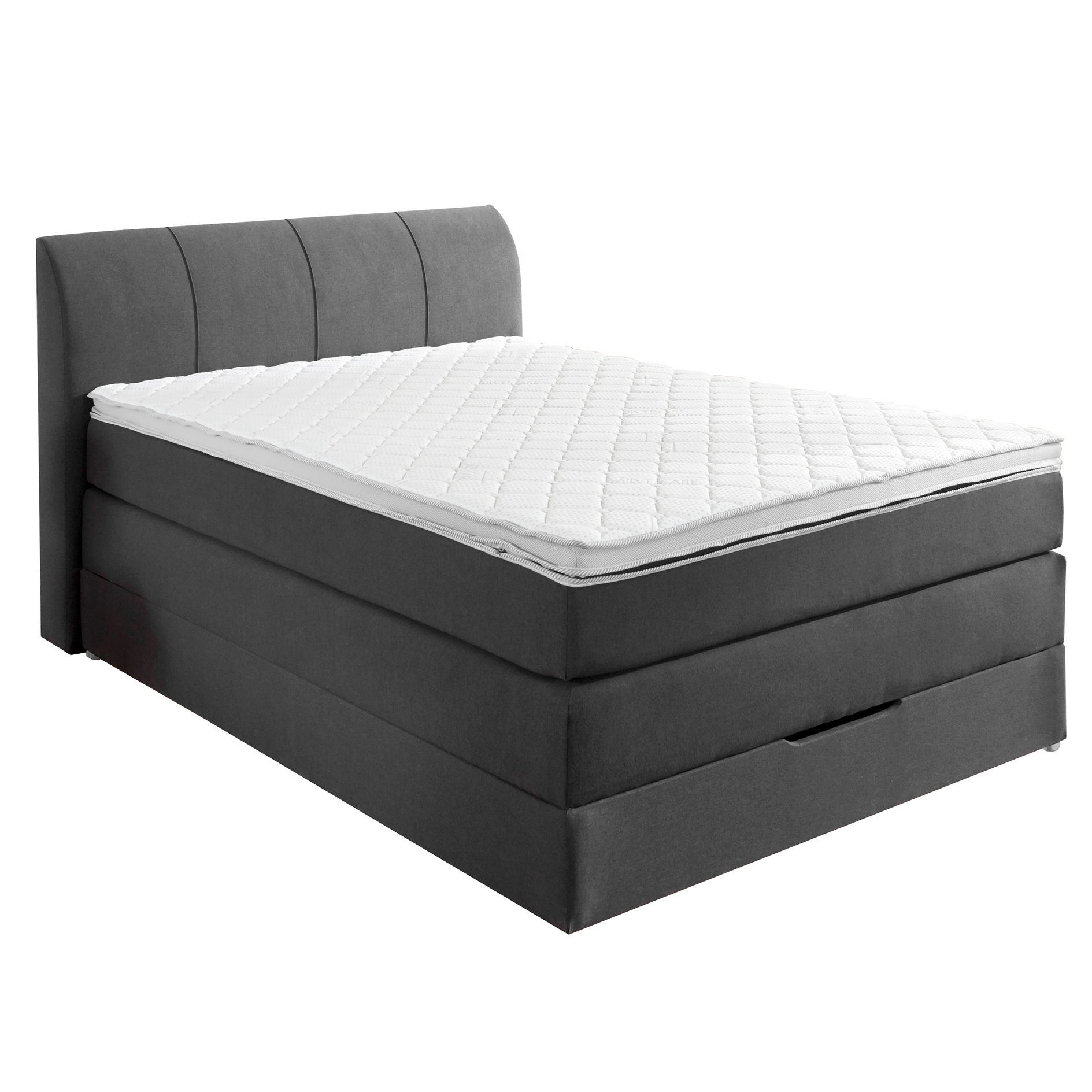 Boxspringbett - anthrazit - H2/H3 - mit Topper - Bettkasten - 100x200 cm