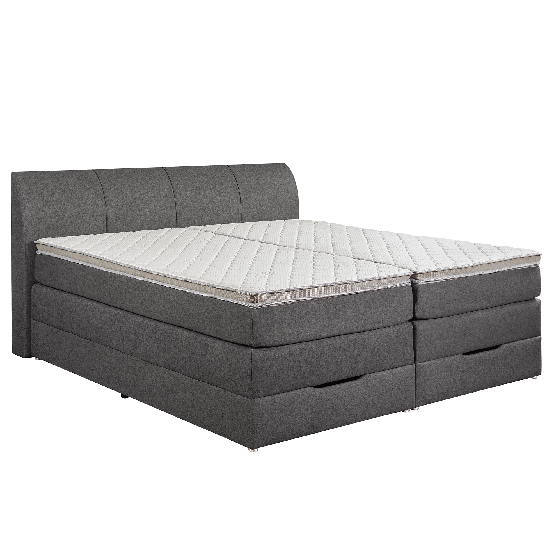Boxspringbett - anthrazit - H2/H3 - mit Topper - Bettkasten - 180x200 cm