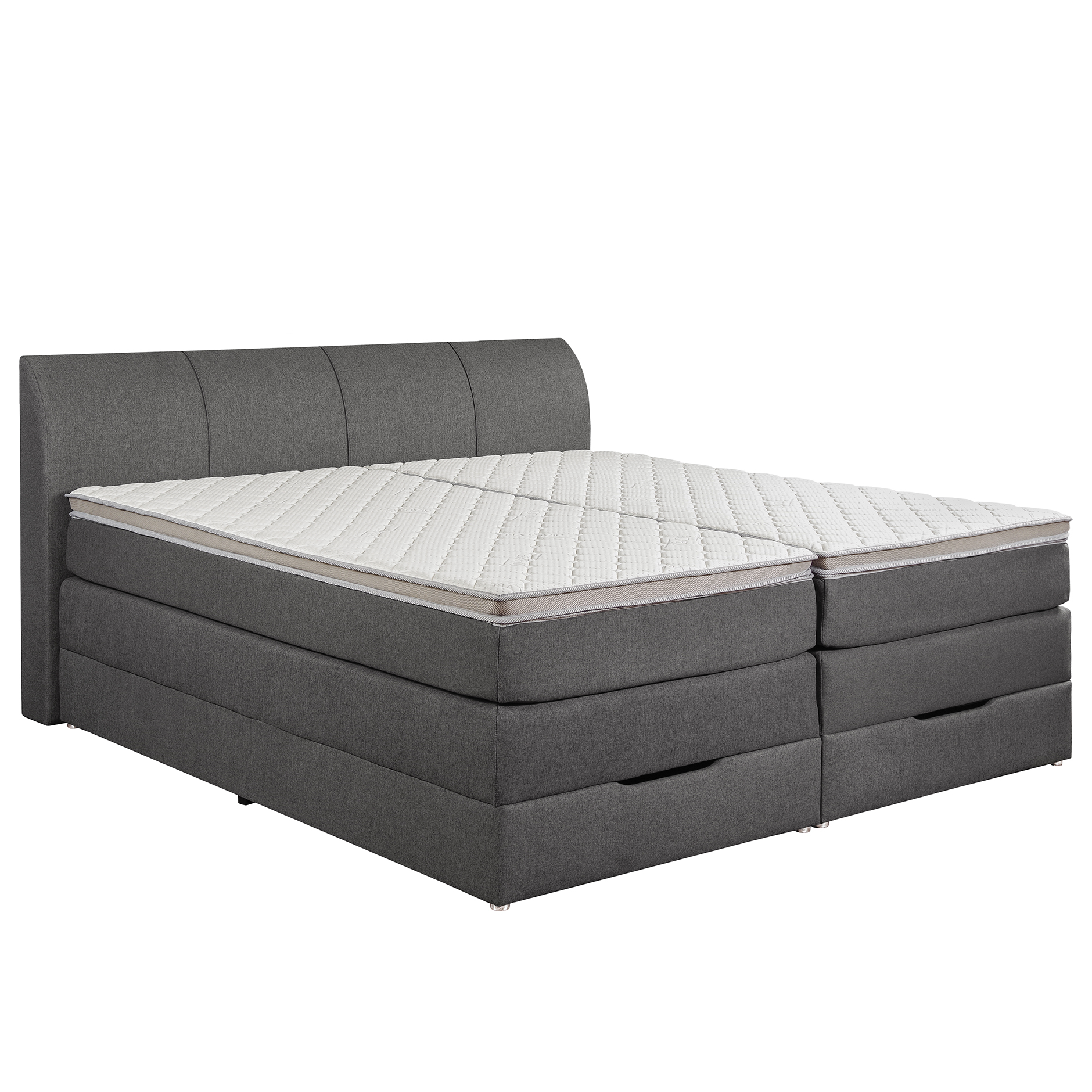Boxspringbett - anthrazit - H2/H3 - Staukasten - 200x200 cm