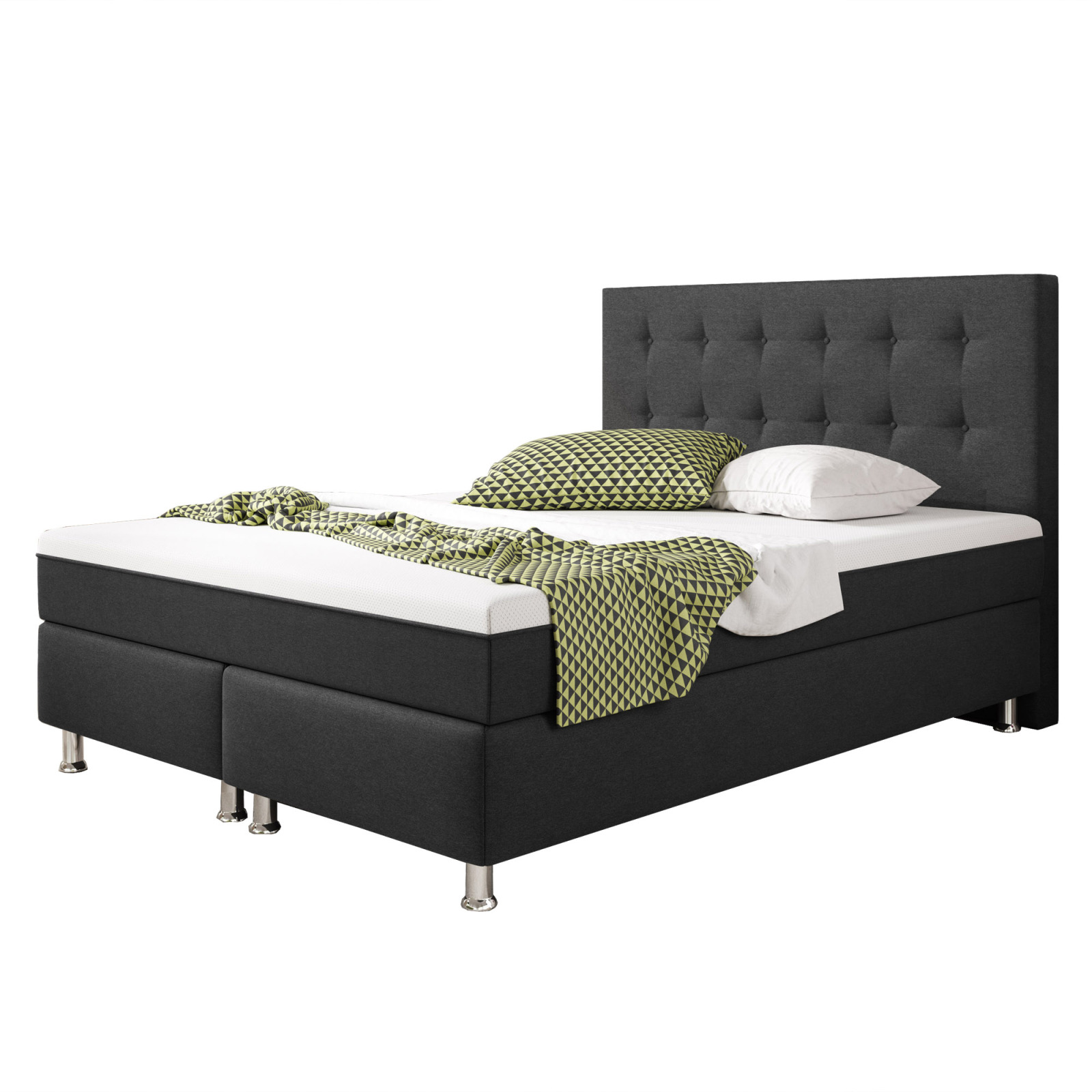 Boxspringbett - anthrazit - H3 - 140x200 cm