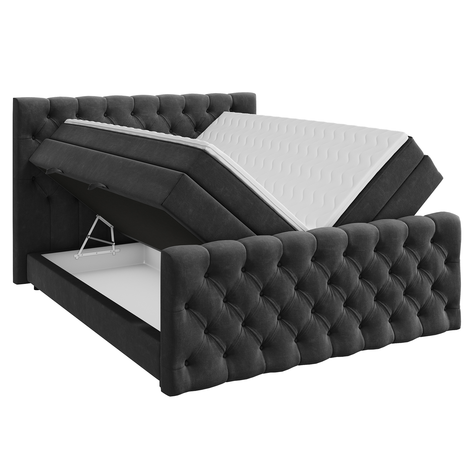 Boxspringbett - anthrazit - H3 - 180x200 cm