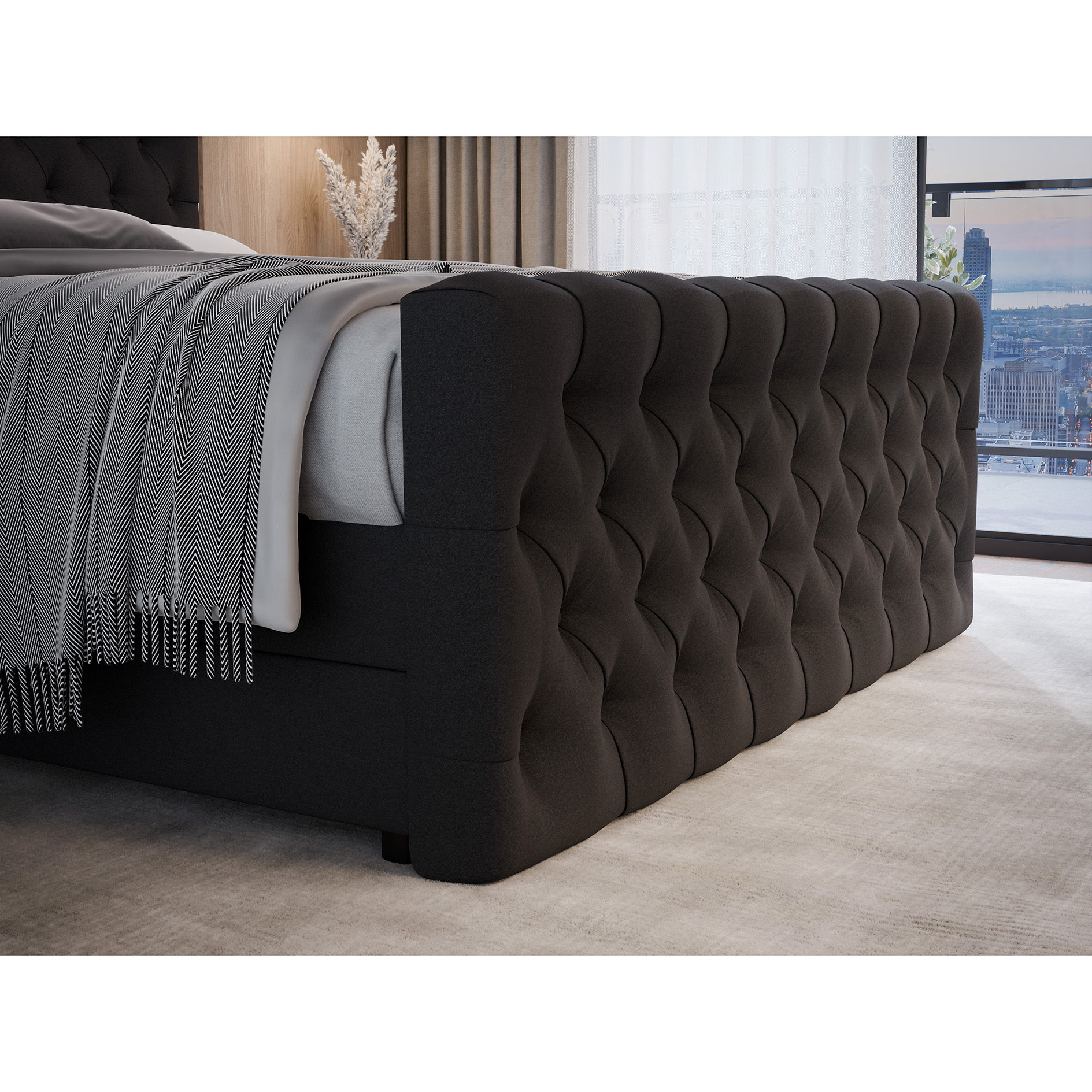 Boxspringbett - anthrazit - H3 - 180x200 cm