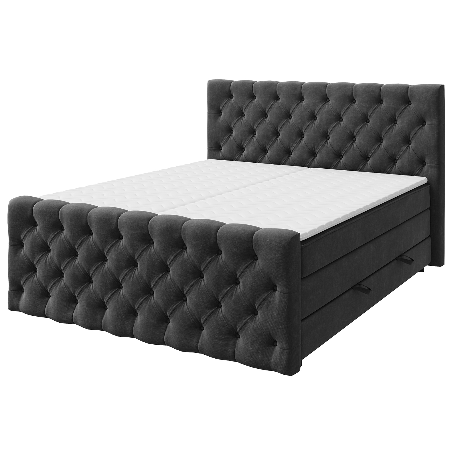 Boxspringbett - anthrazit - H3 - 180x200 cm