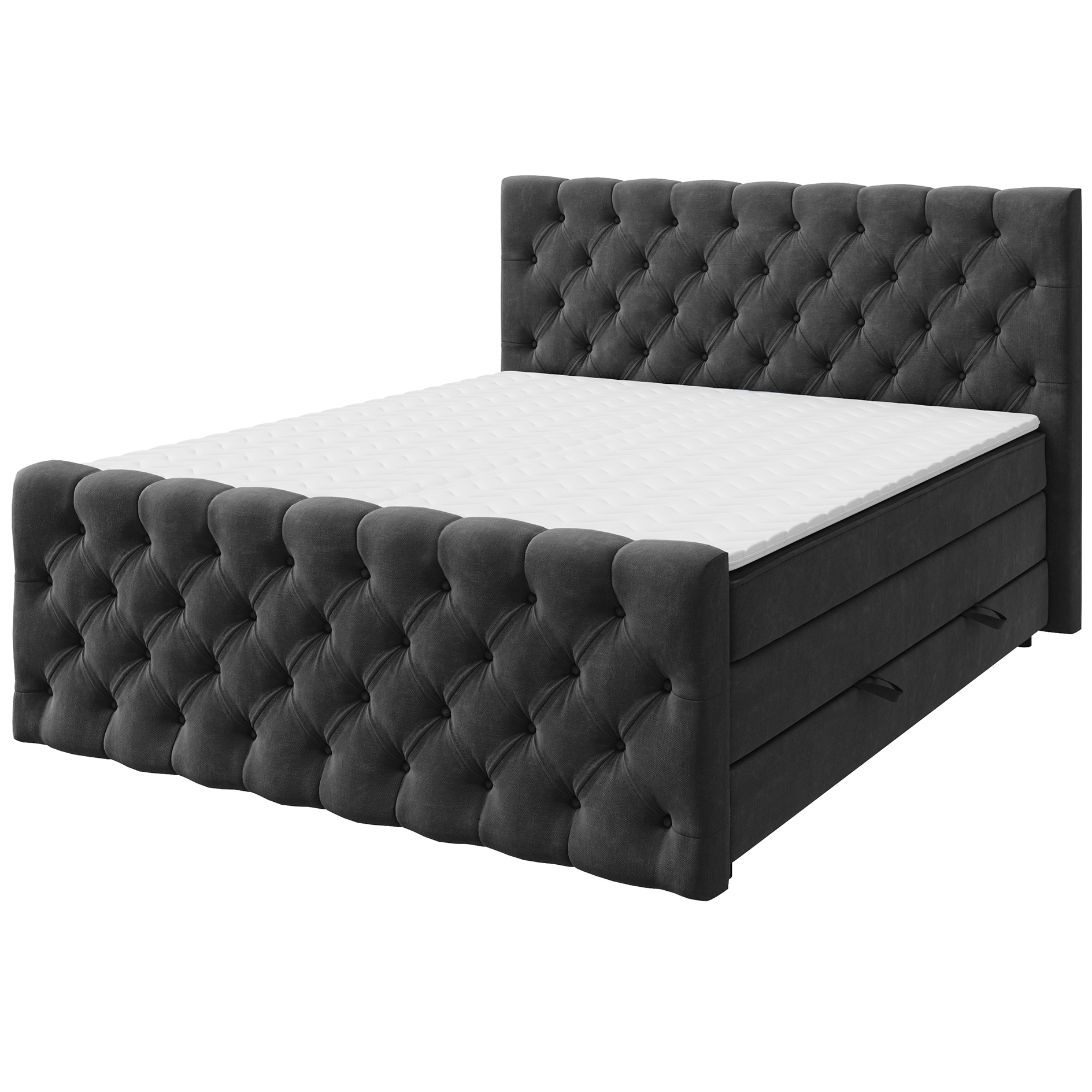 Boxspringbett - anthrazit - H3 - 180x200 cm