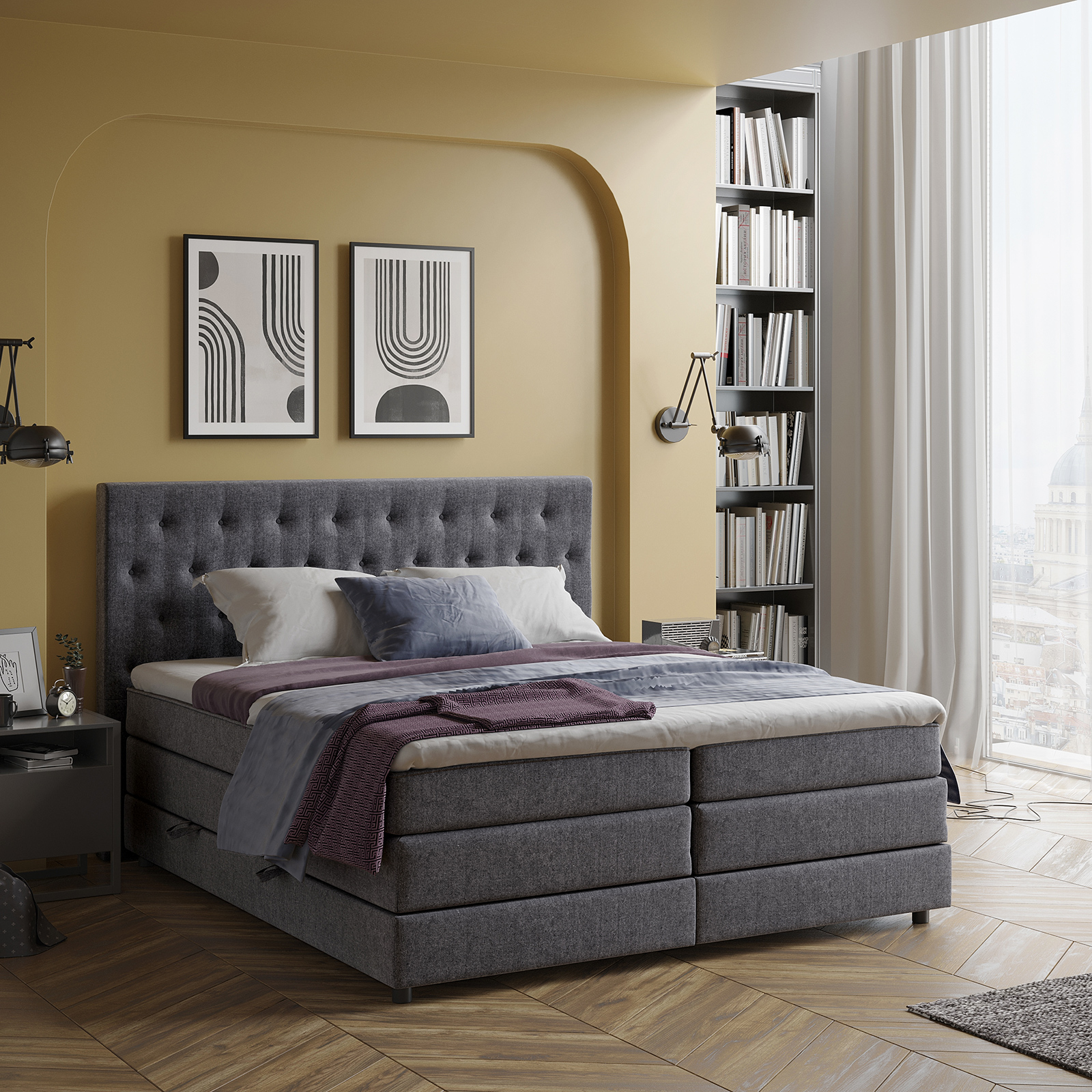 Boxspringbett - anthrazit - H3 - 180x200 cm