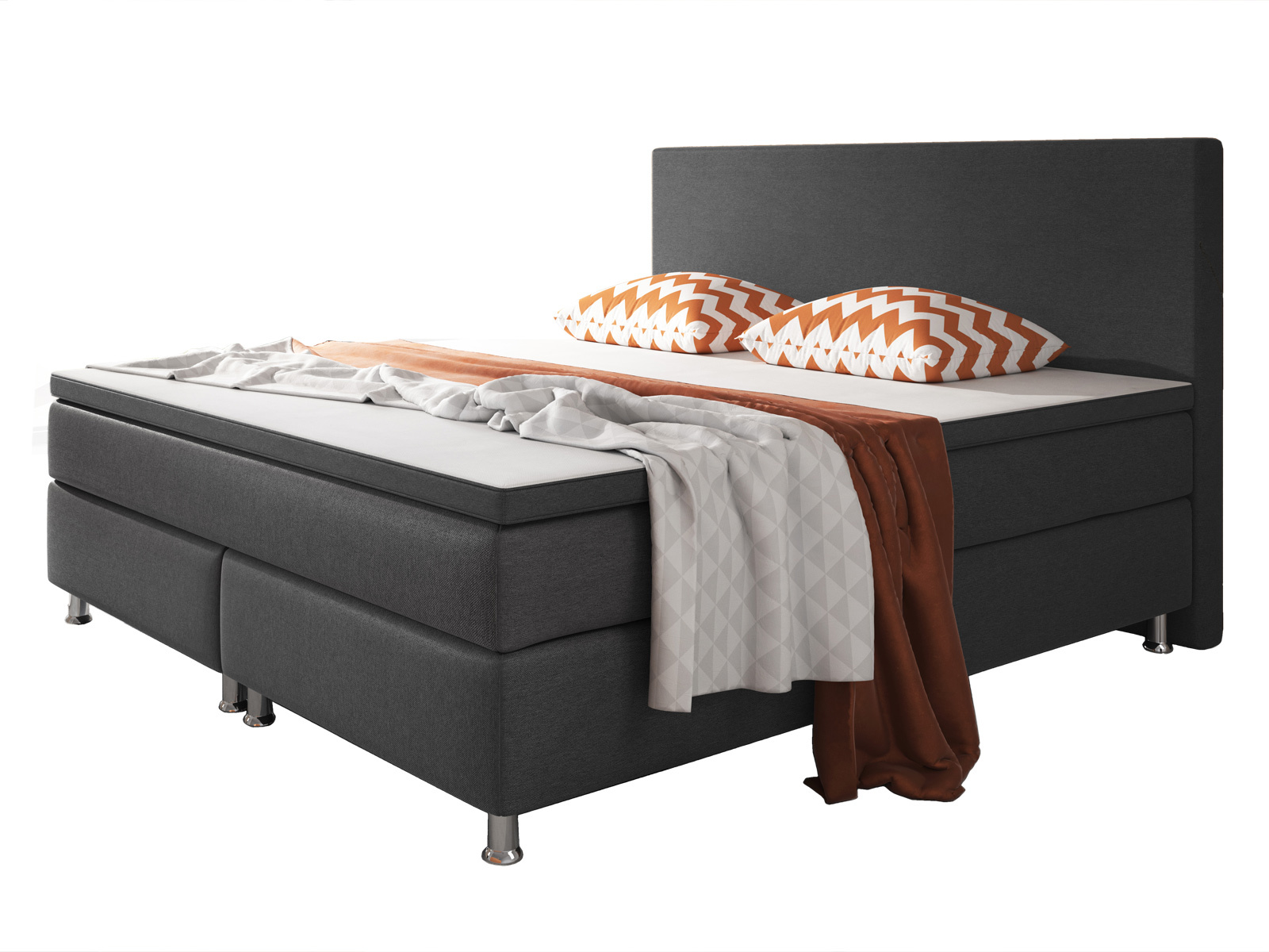 Boxspringbett - anthrazit - H3 - 180x200 cm