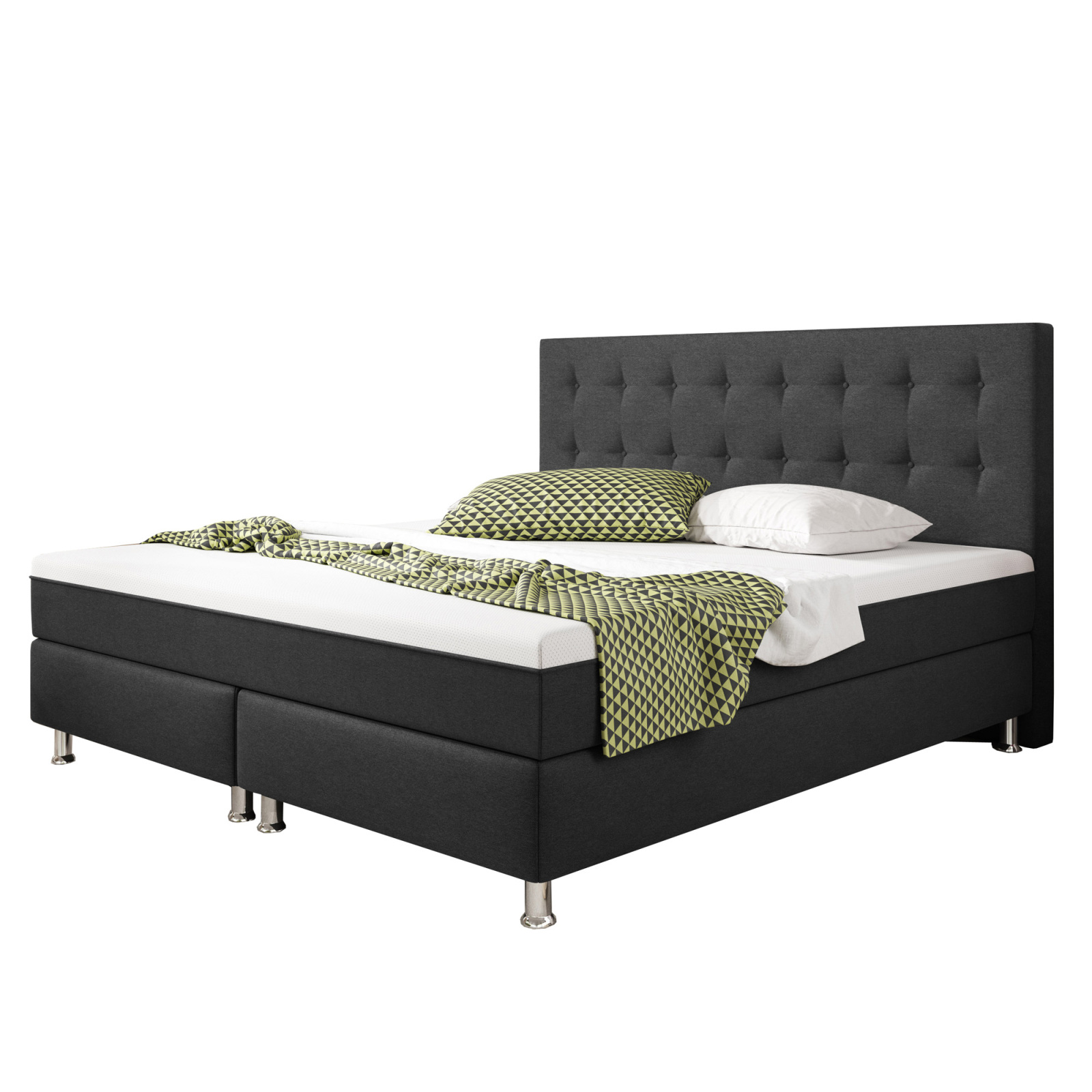 Boxspringbett - anthrazit - H3 - 180x200 cm