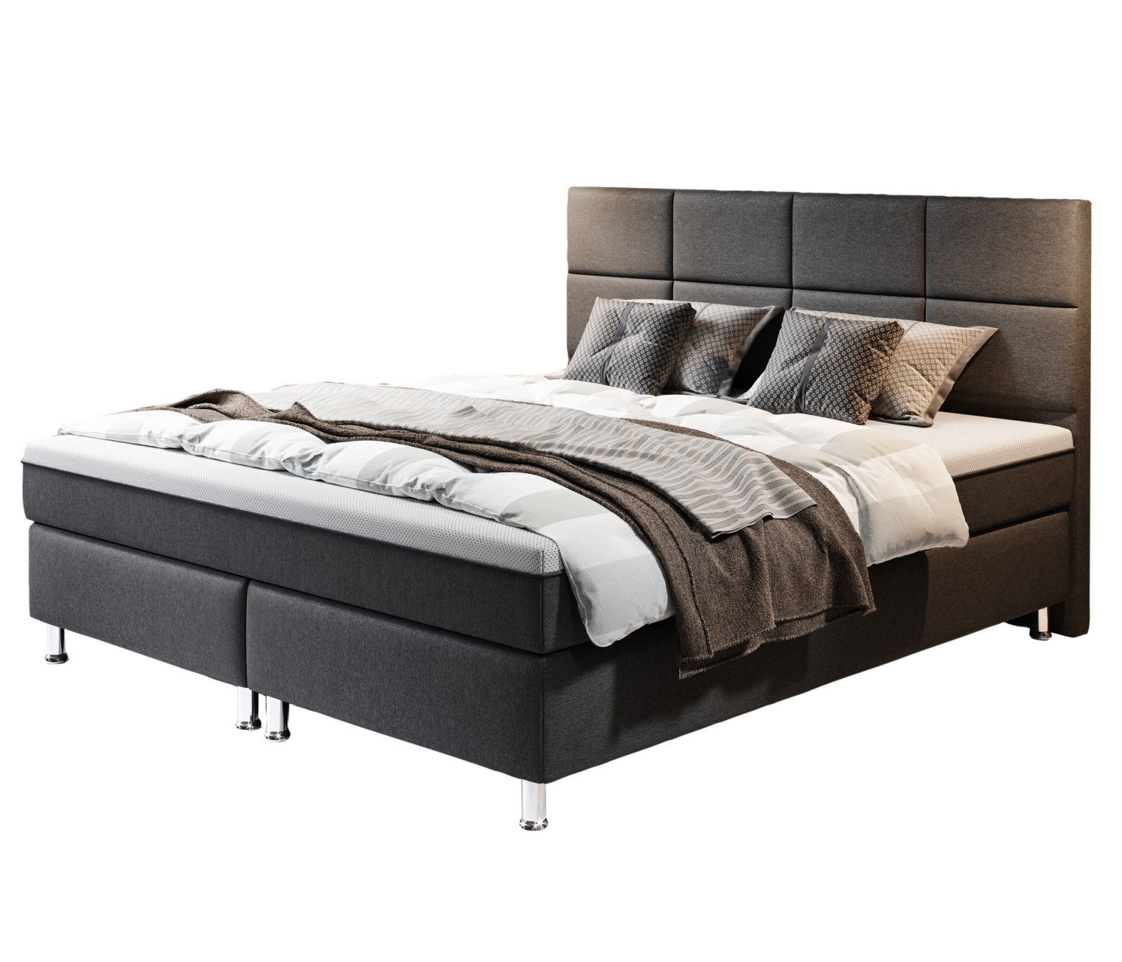 Boxspringbett - anthrazit - H3 - 180x200 cm