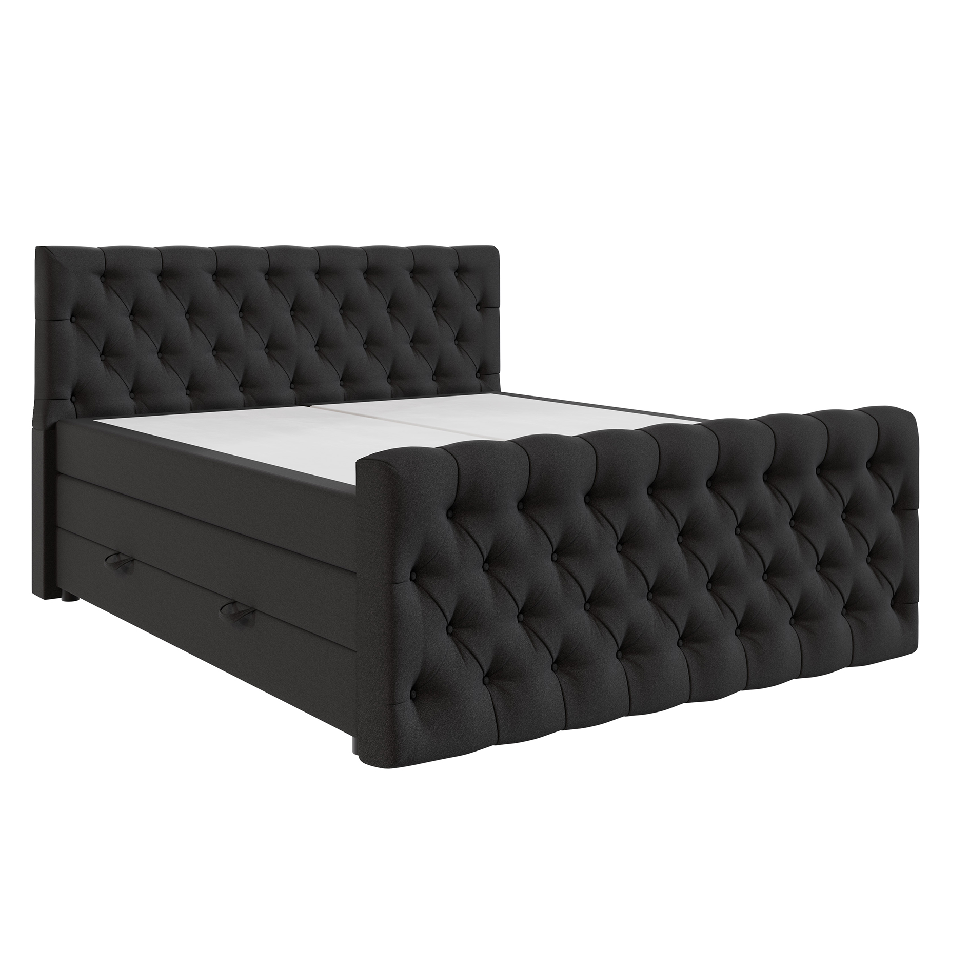 Boxspringbett - anthrazit - H3 - 200x200 cm