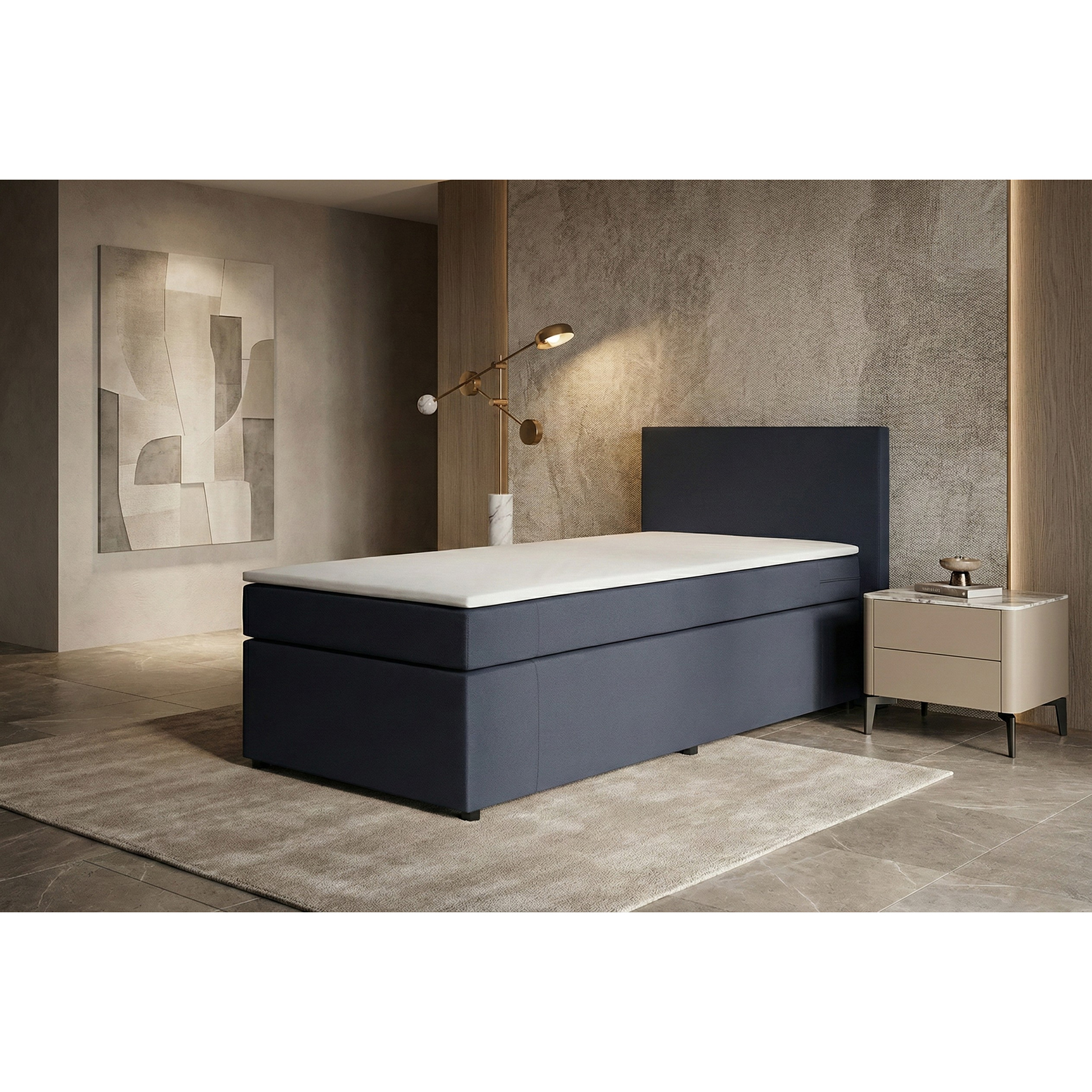 Boxspringbett - anthrazit - H3 - 90x200 cm