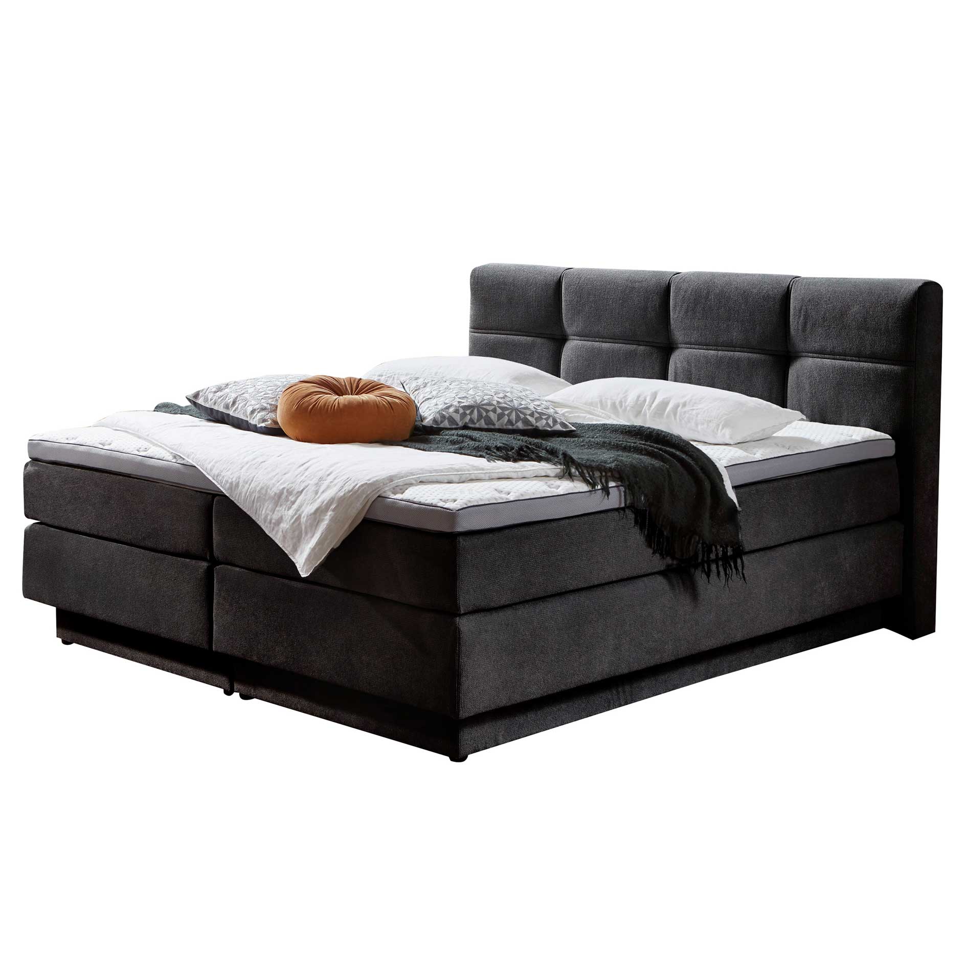Boxspringbett - anthrazit - H3/H4 - mit Bettkasten - 160x200 cm