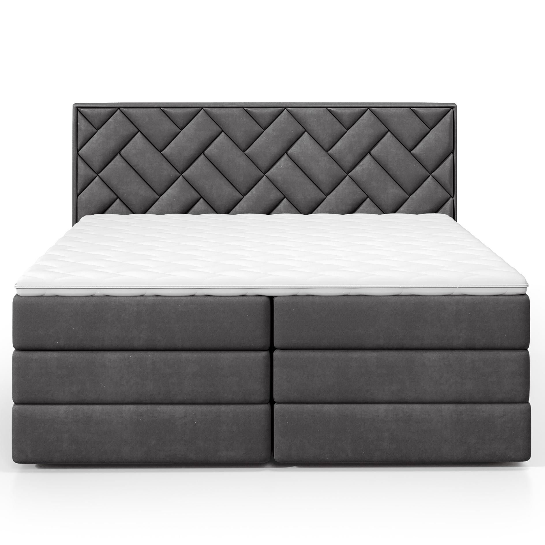 Boxspringbett - anthrazit - H3/H4 - Staukasten - Topper - 160x200 cm
