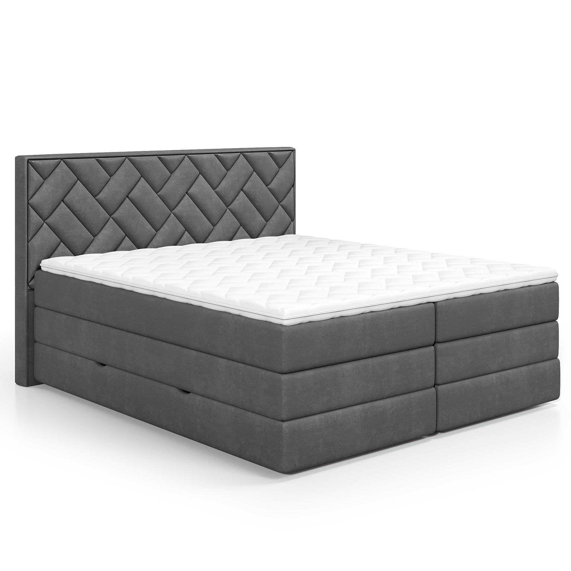 Boxspringbett - anthrazit - H3/H4 - Staukasten - Topper - 160x200 cm