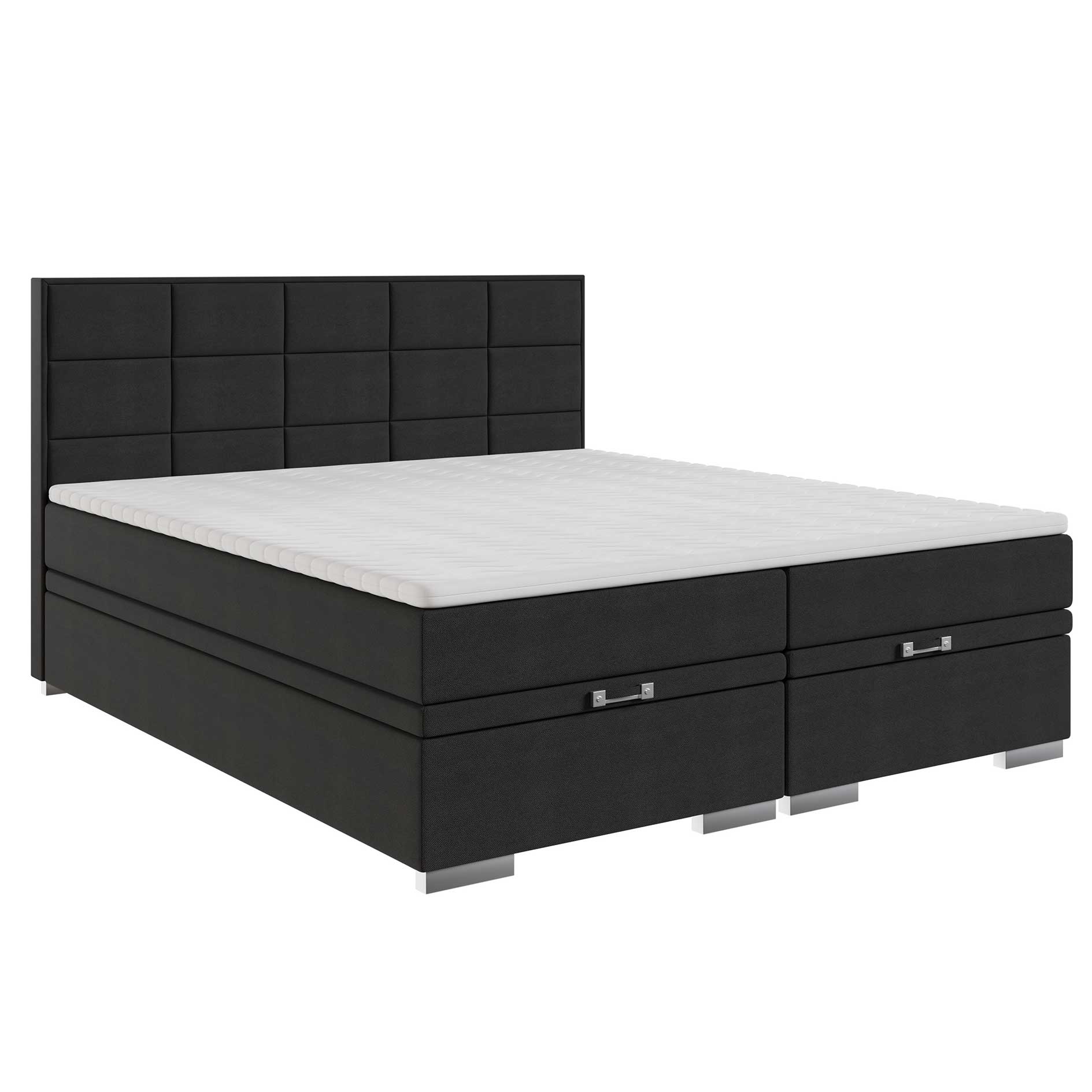 Boxspringbett - anthrazit - H3 - mit Bettkasten - 140x200 cm