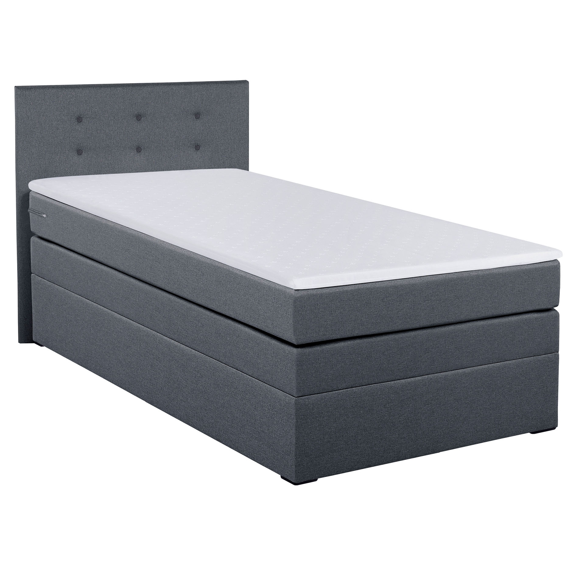 Boxspringbett - anthrazit - H3 - mit Topper - 90x200 cm