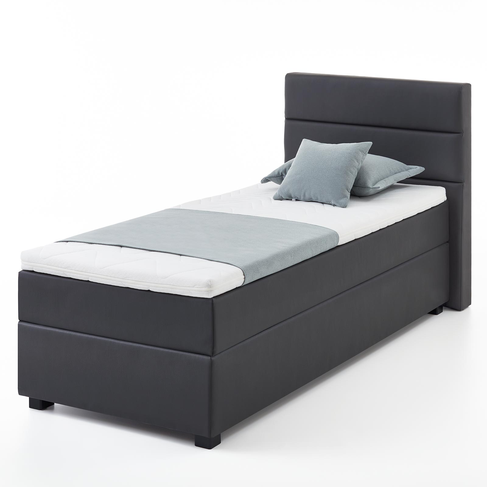 Boxspringbett - anthrazit - H4 - Taschenfederkern - 90x200 cm