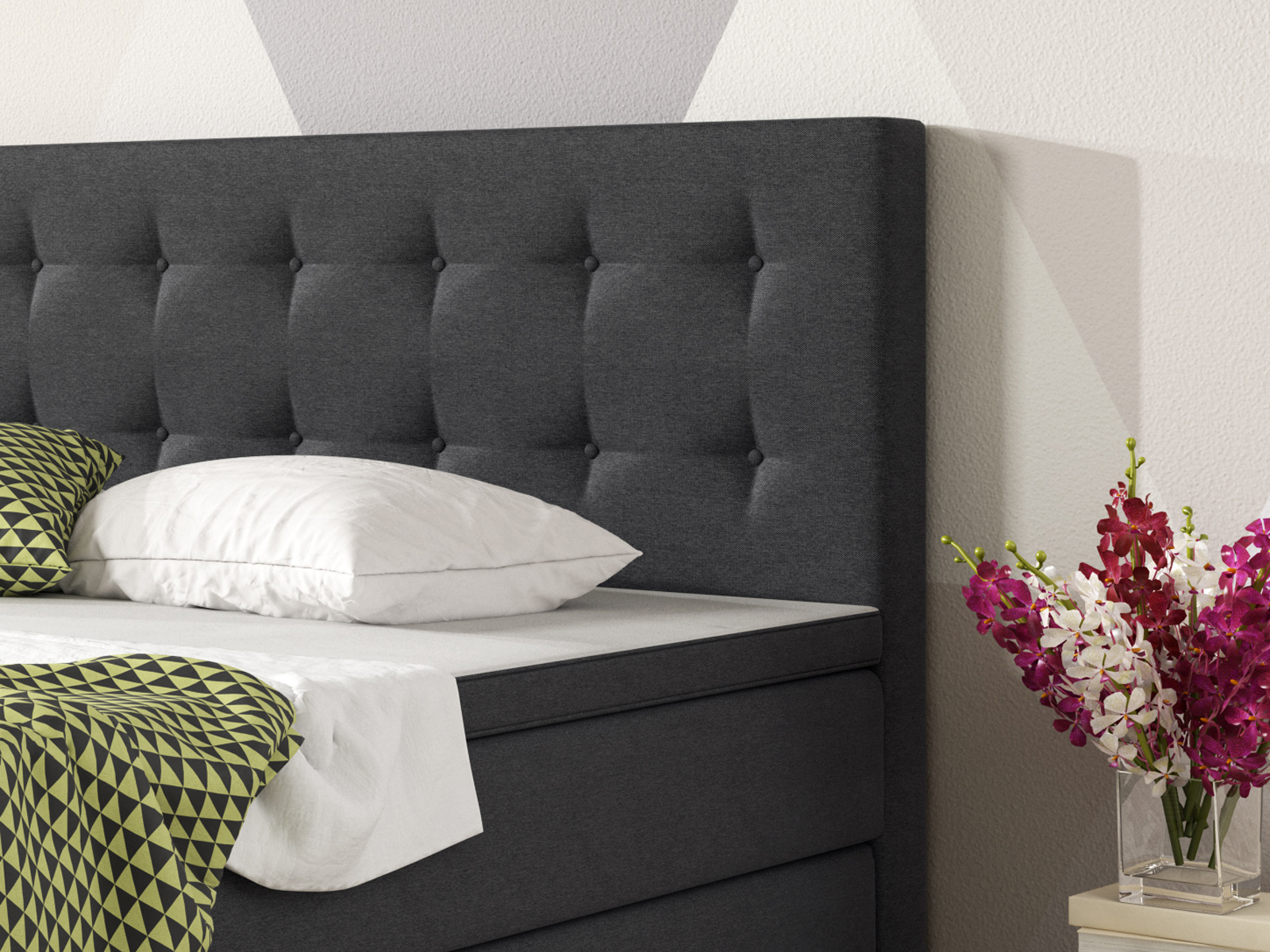 Boxspringbett - anthrazit - mit Topper - H3 - 180x200 cm