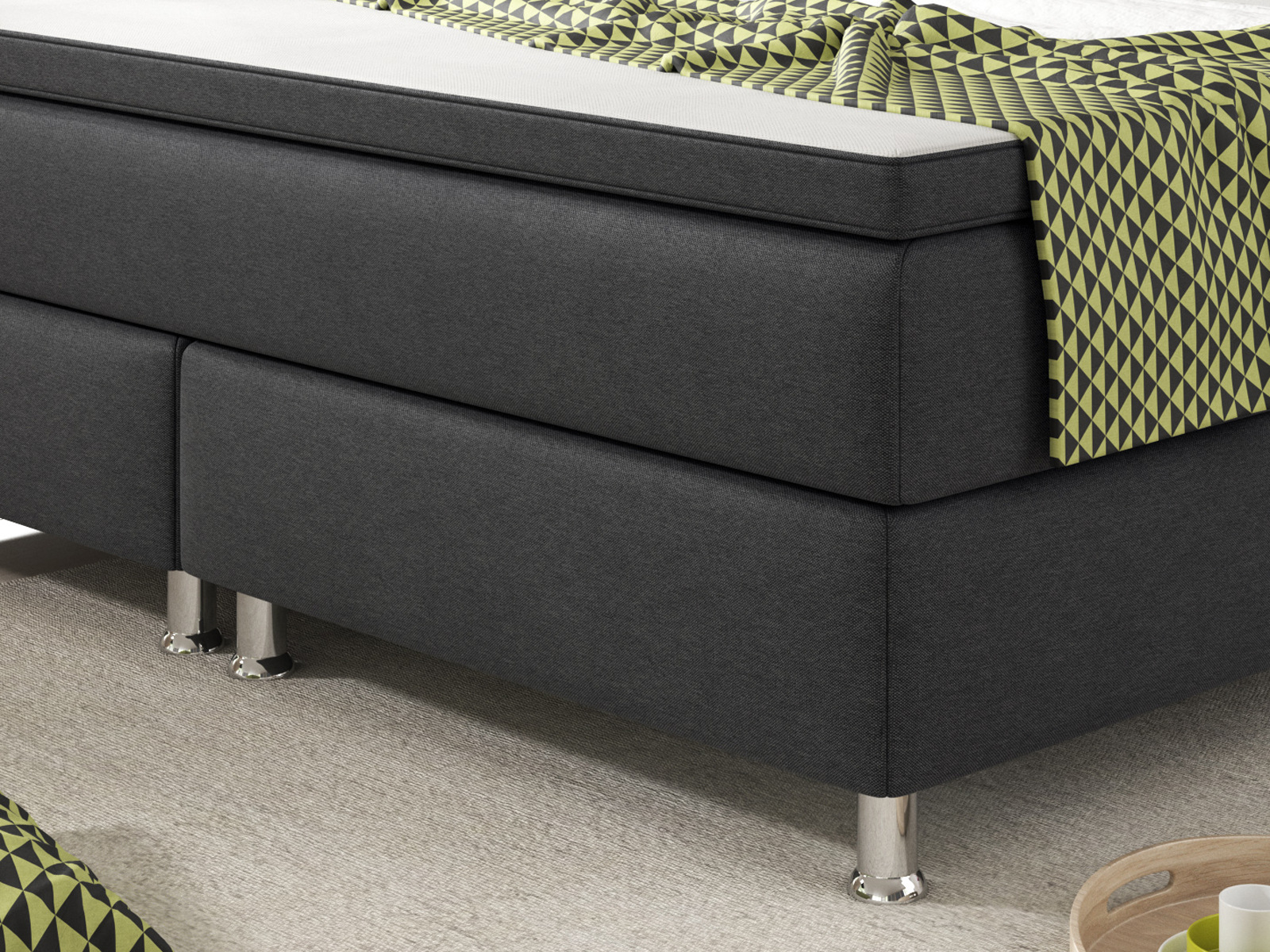 Boxspringbett - anthrazit - mit Topper - H3 - 180x200 cm