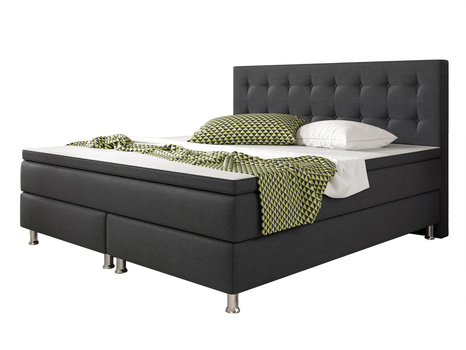 Boxspringbett - anthrazit - mit Topper - H3 - 180x200 cm
