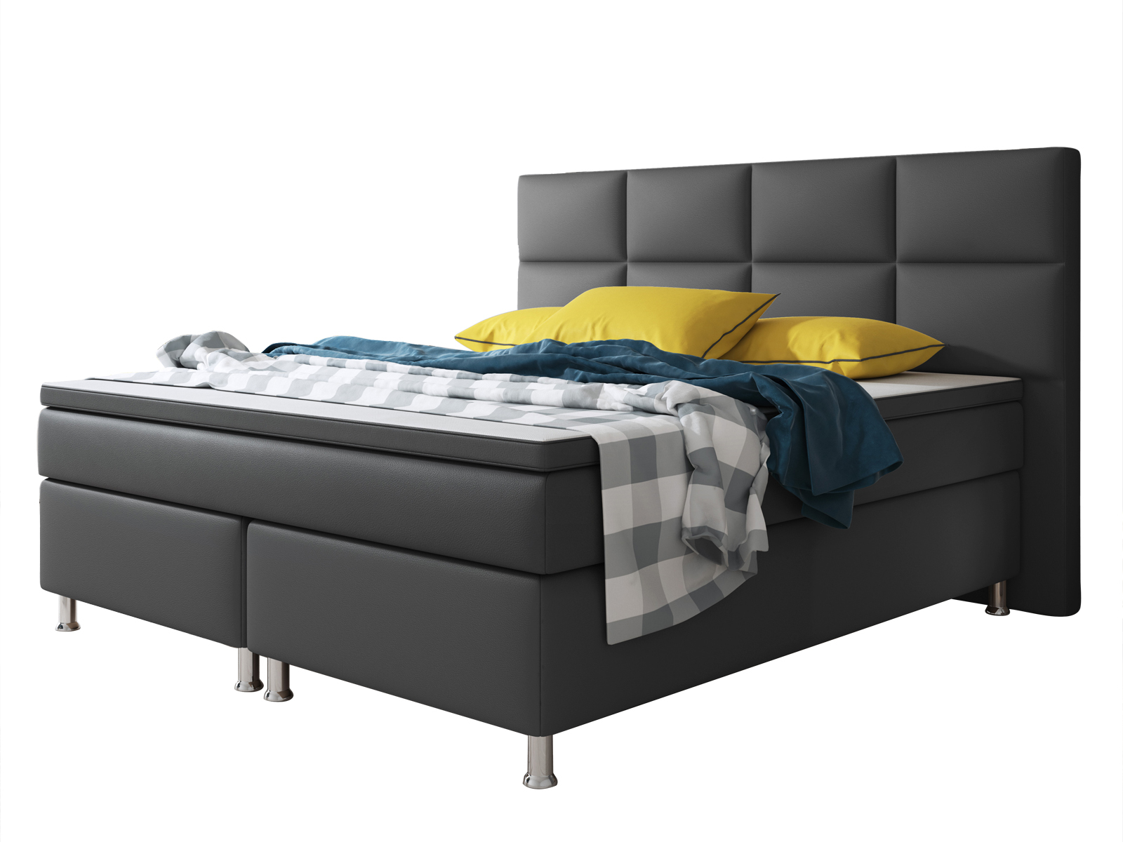 Boxspringbett - anthrazit - mit Topper - H3 - 180x200 cm