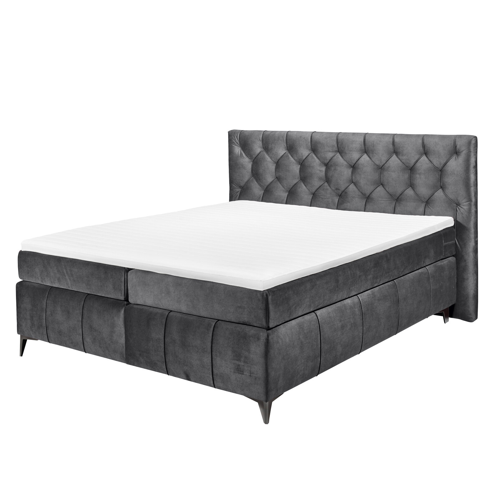 Boxspringbett - anthrazit - Tonnentaschenfederkern - H2 - 160x200 cm