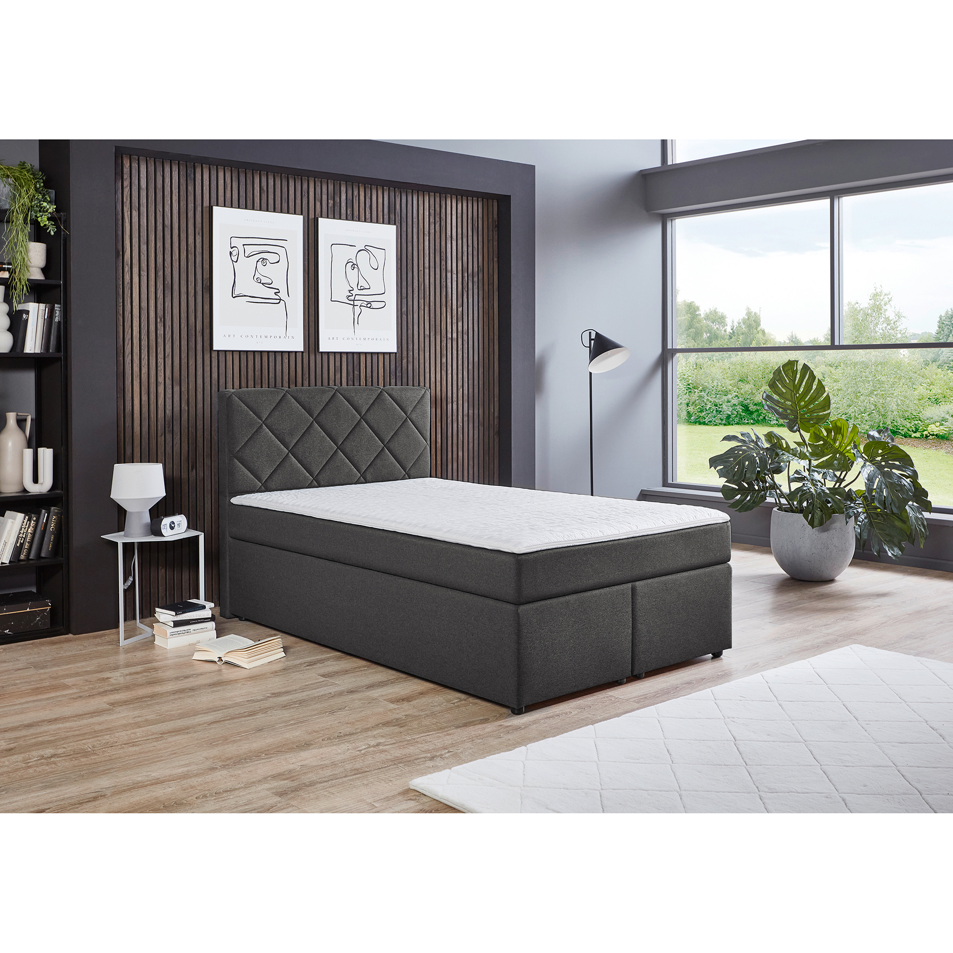 Boxspringbett - anthrazit - Universalhärtegrad - 140x200 cm