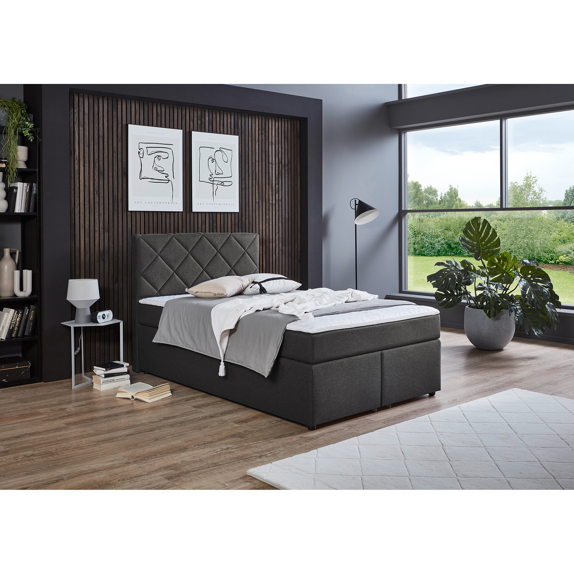 Boxspringbett - anthrazit - Universalhärtegrad - 140x200 cm