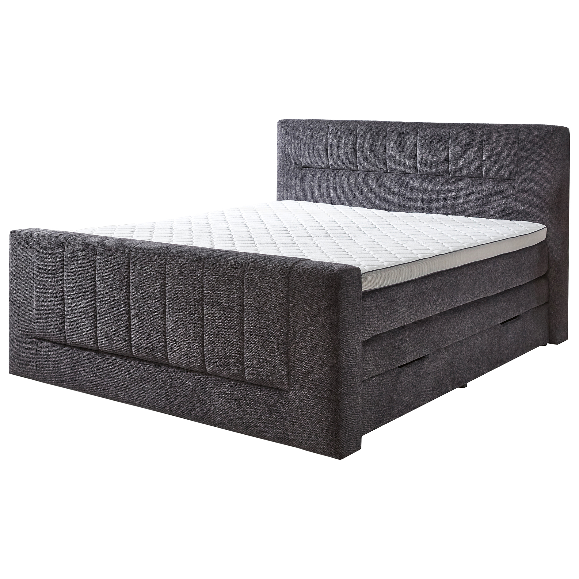 Boxspringbett - anthrazit - Wendematratzen - H3/H4 - mit Bettkasten - 180x200 cm