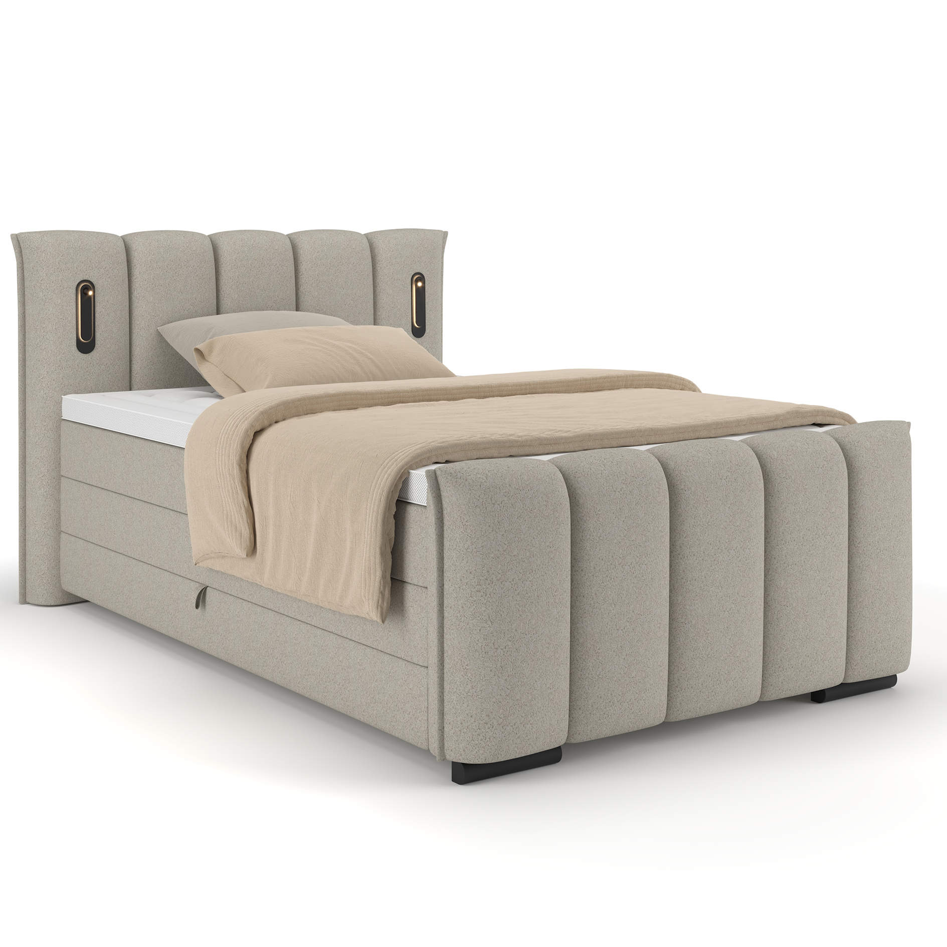 Boxspringbett - aschgrau - H2/H3 - inklusive Topper - 140x200 cm